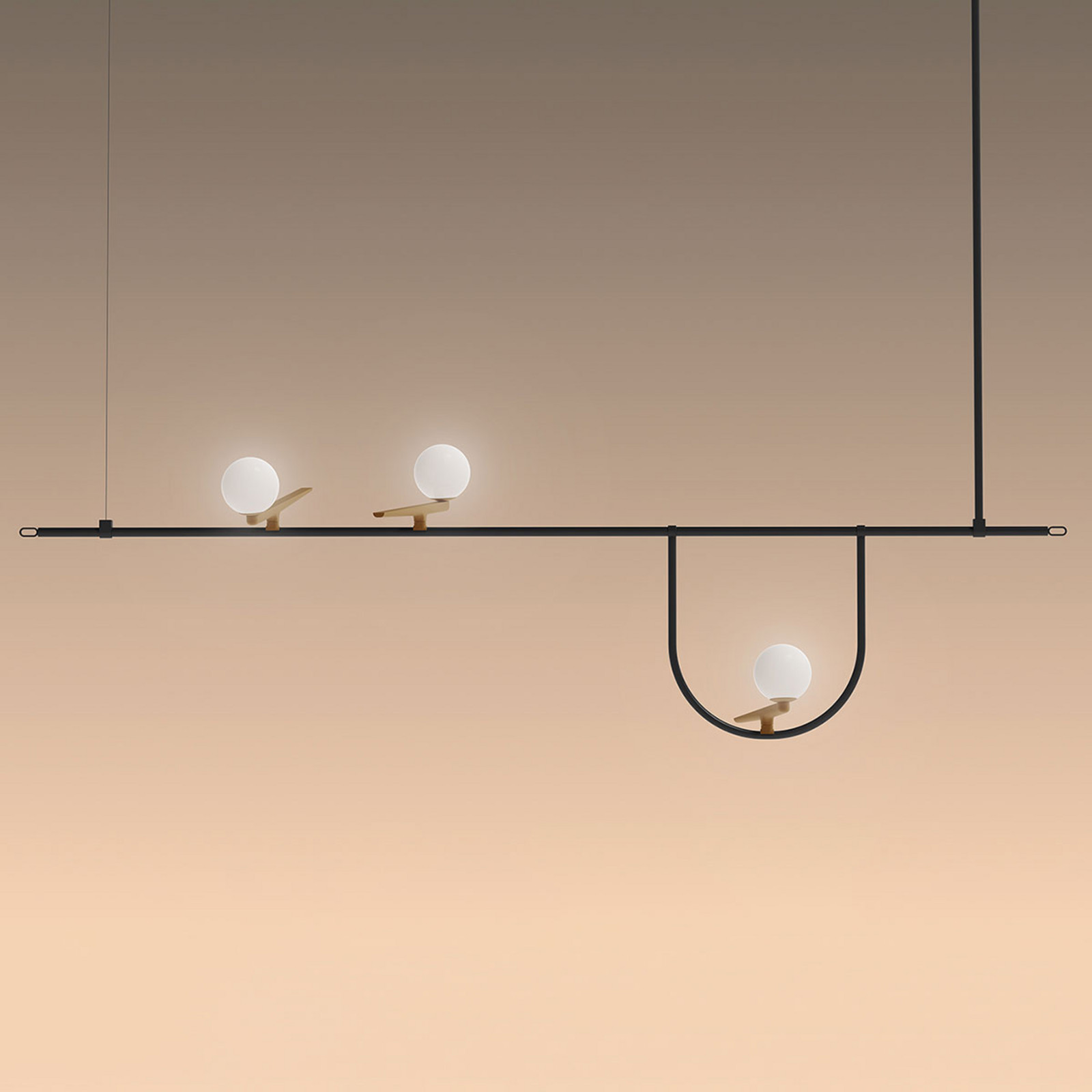 Artemide Yanzi 1 lampă suspendată LED 3s. push dim - Camera de zi / sufragerie - design - negru alamă alb - Metal