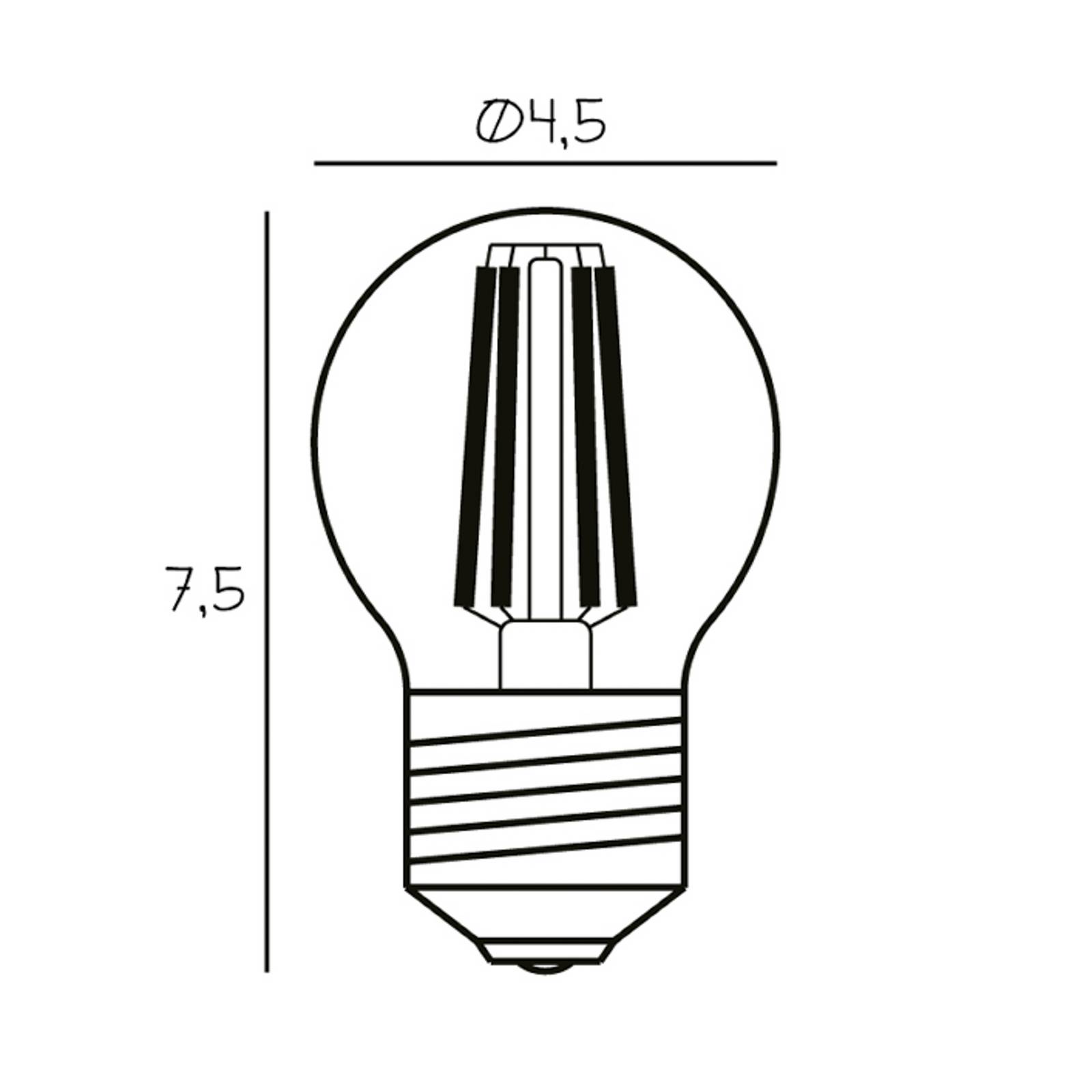 E-shop LED žiarovka Arbitrary, E27, Ø 4,5 cm, 3,5 W, 2 200 K, stmievateľné
