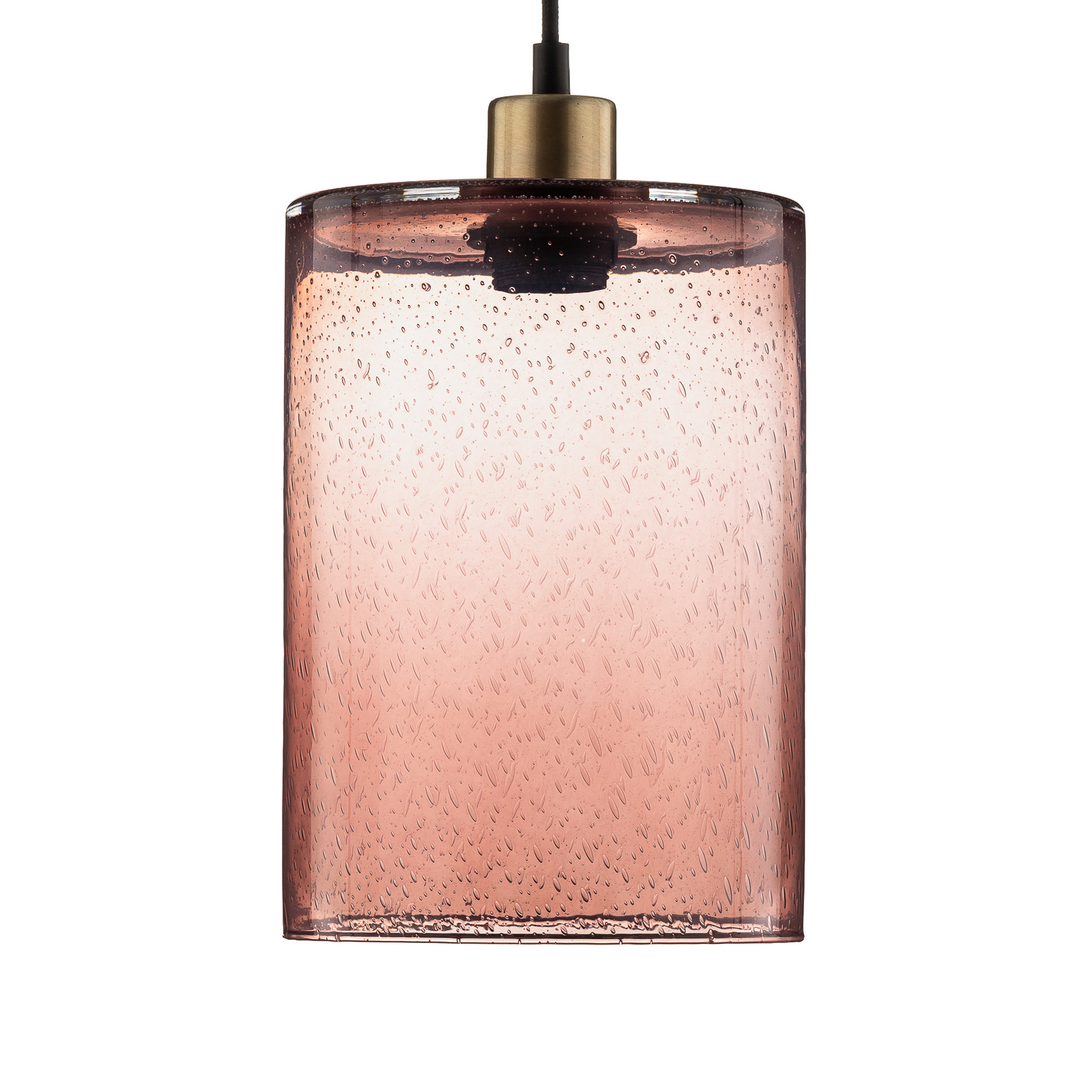 Závesná lampa Sóda valec, sklo, ružová Ø 18 cm