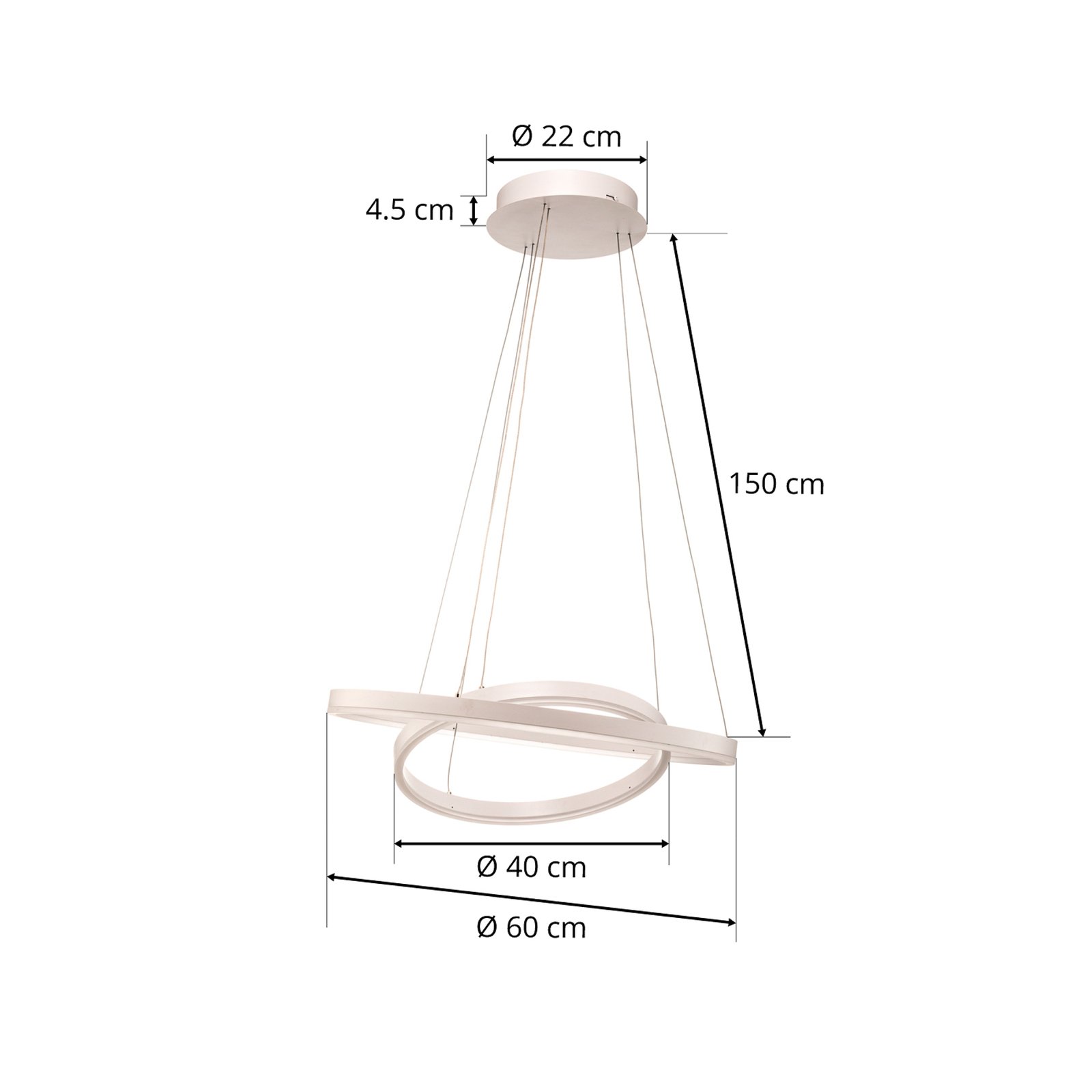 Arcchio Albiona LED závěsné světlo, černá, 2 kruhy