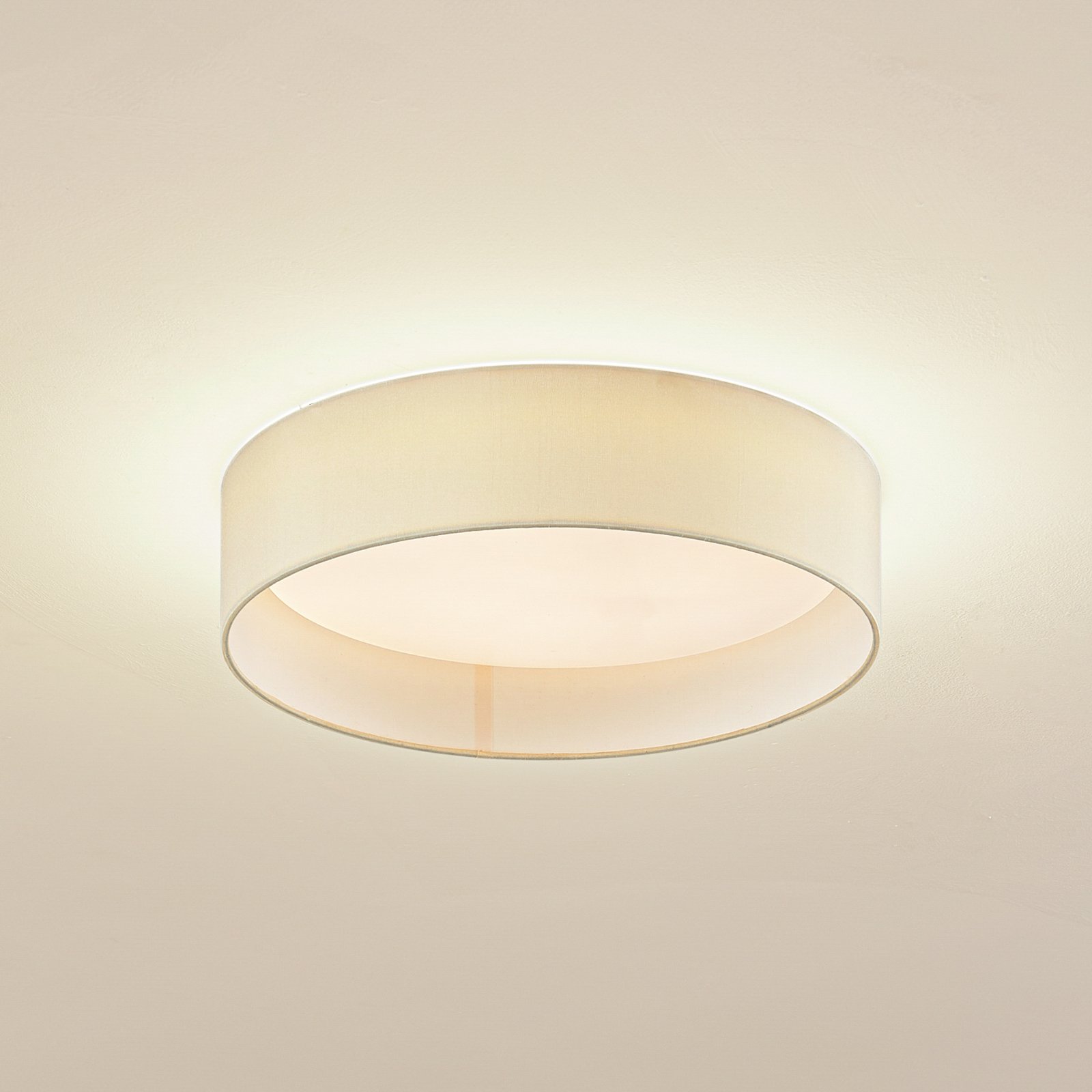 Lindby Plafonnier LED Eilif, tissu, blanc, Ø 40 cm, CCT