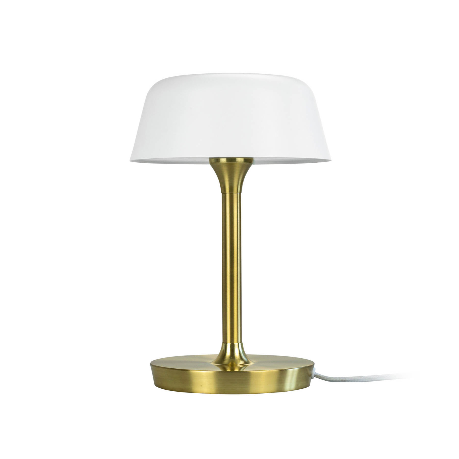 Dyberg Larsen Lampe de table Valencia, blanc/laiton, hauteur 30 cm