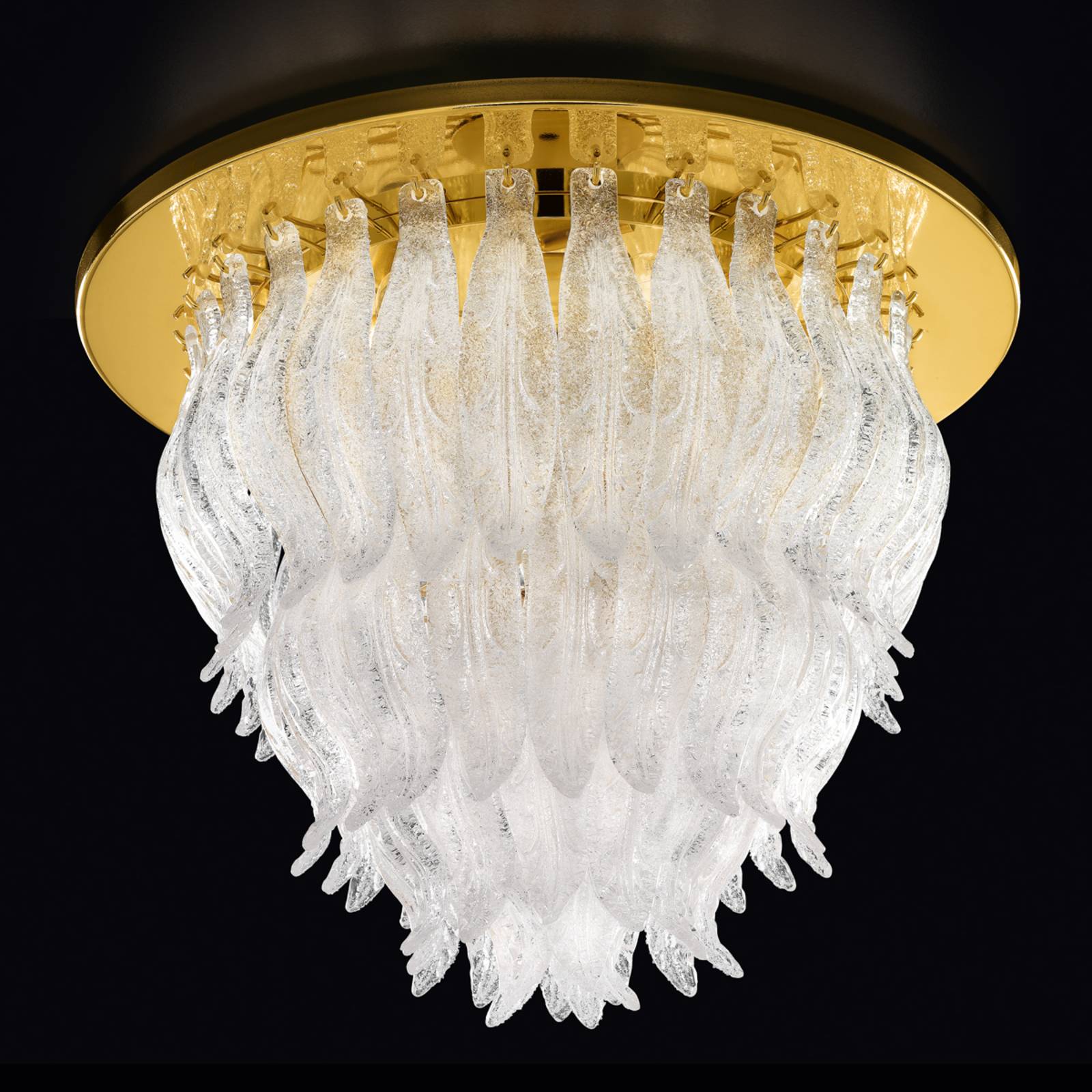 PETALI plafondlamp in goud met Muranoglas