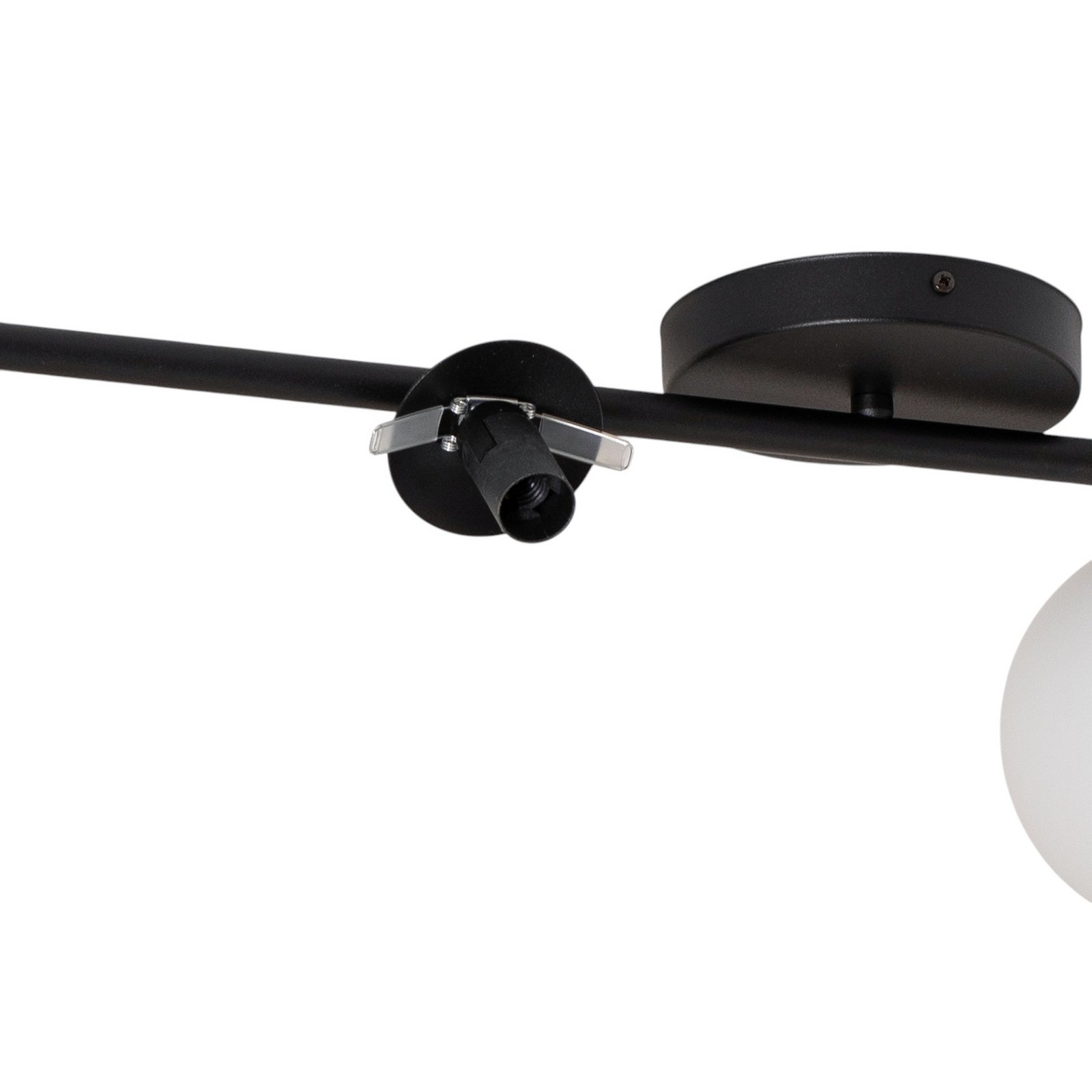 Deckenleuchte Glassy, 4-flg., linear, schwarz/opal