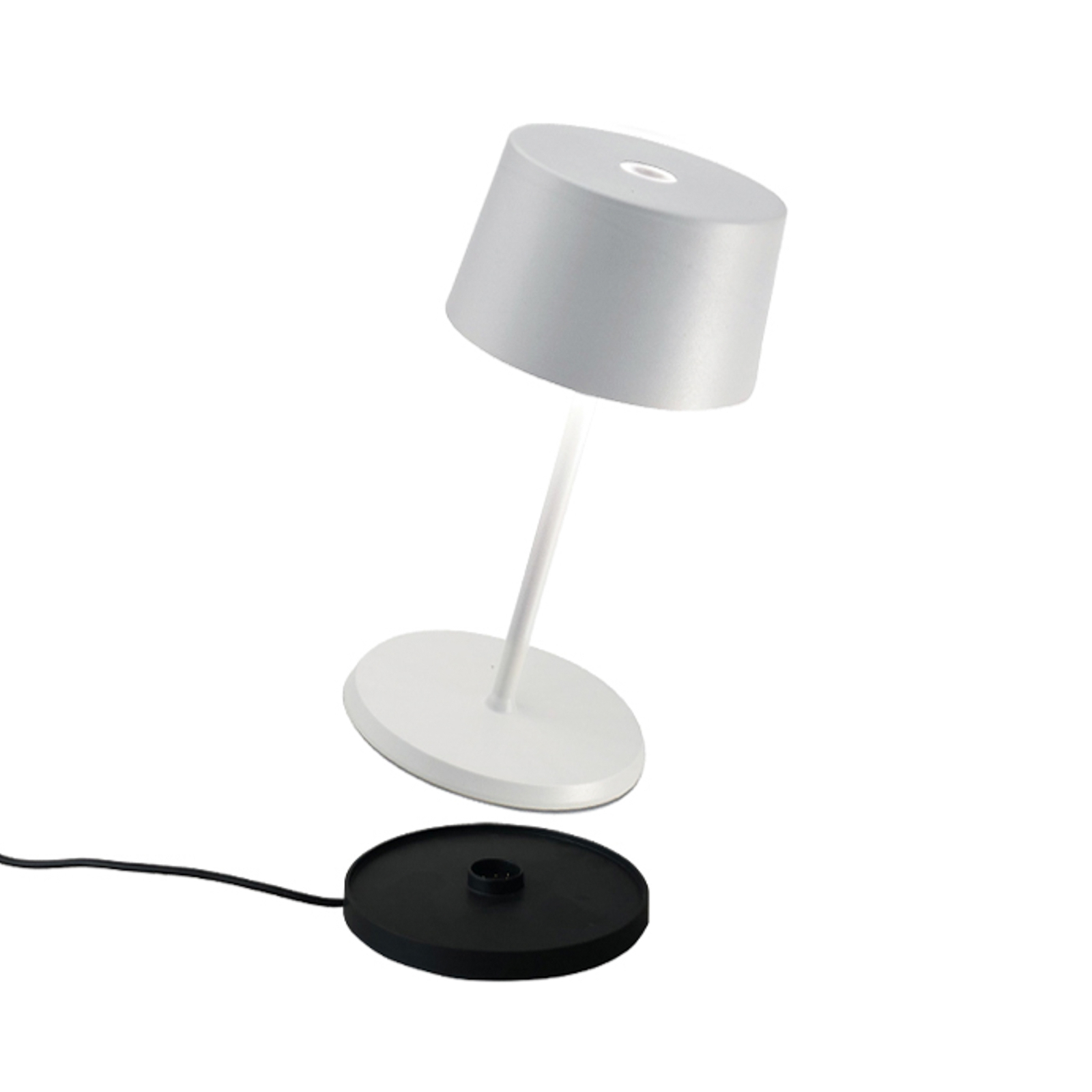 Akumulatorowa lampa stołowa Zafferano Olivia mini 3K biała