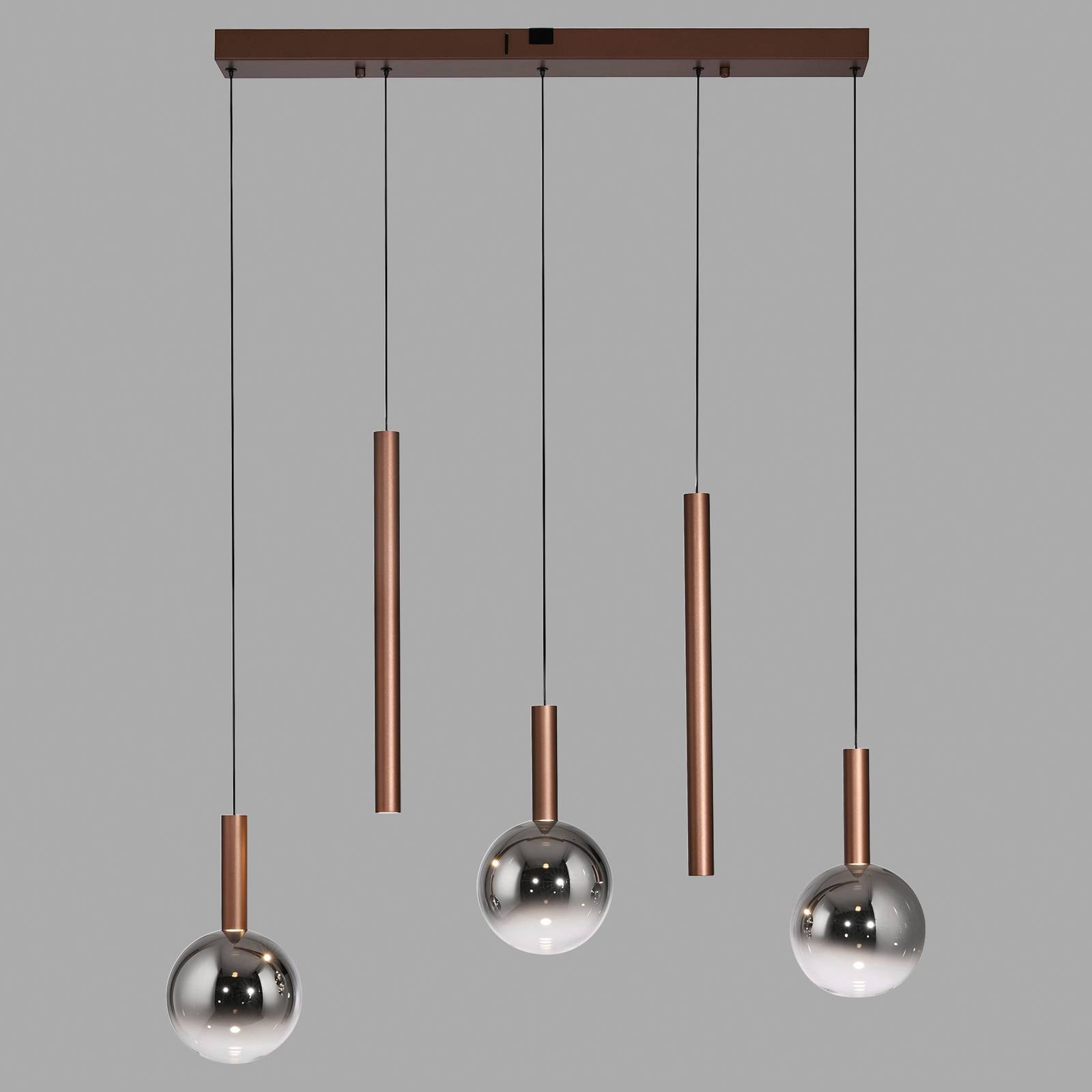 Paul Neuhaus żyrandol LED Bowl, długość 100 cm, brązowo-szara