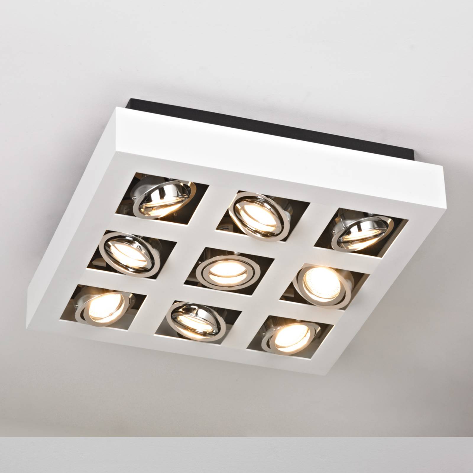 Lampenwelt.com Plafonnier LED Vince lumineux à 9 lampes - LAMPENWELT.com