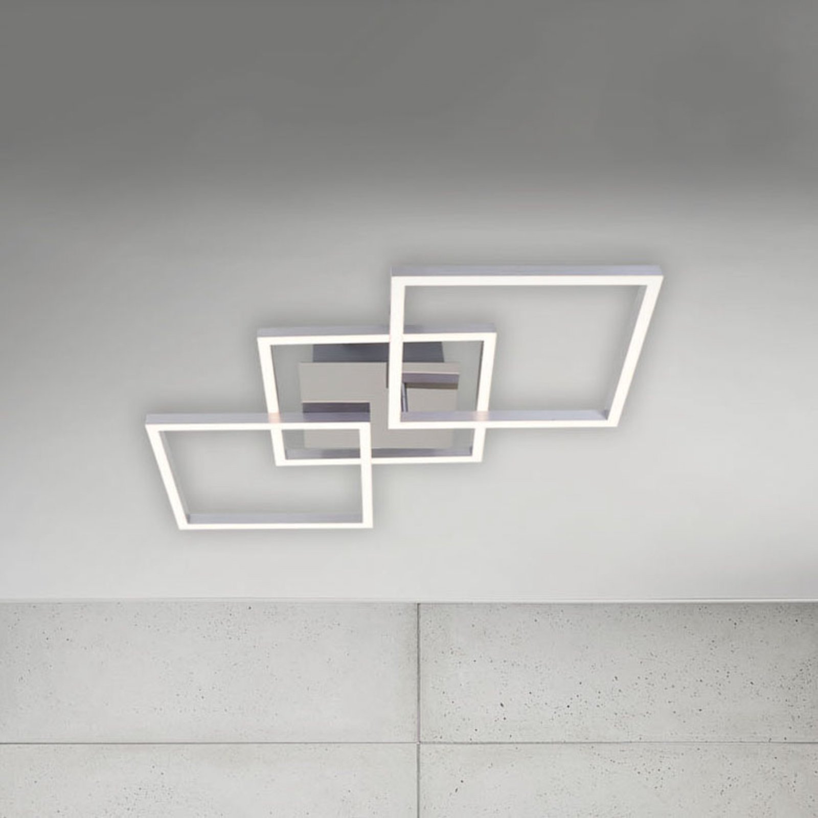 Frame LED ceiling light chrome/aluminium 76x37cm