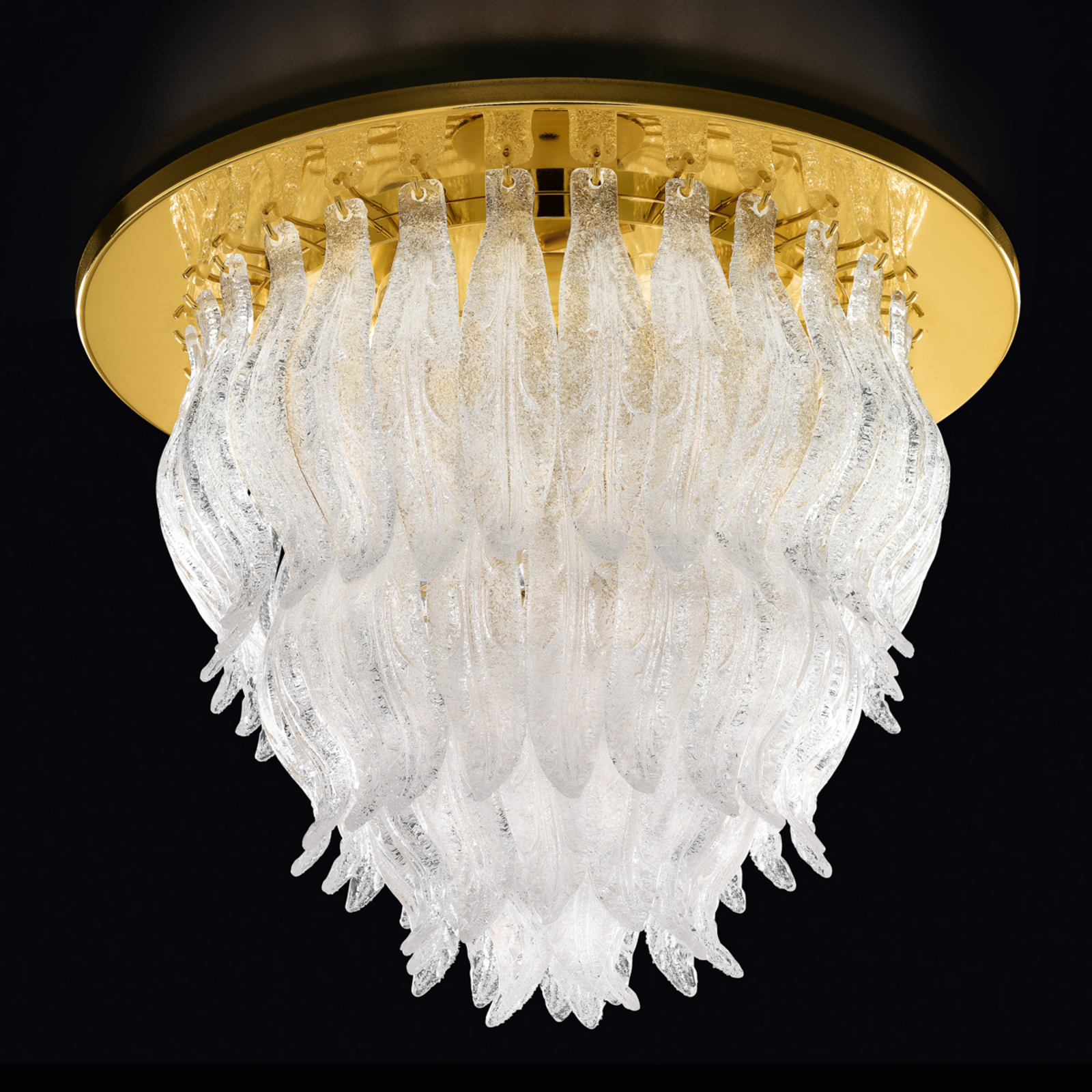 PETALI lampa sufitowa pozłacana ze szkłem Murano