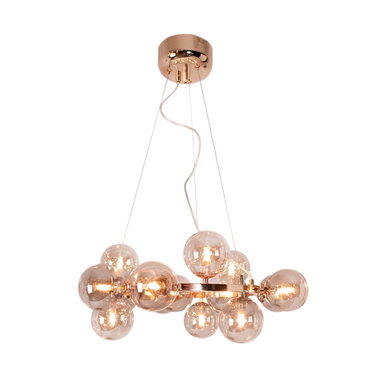 By Rydéns Splendor pendant light, 15-bulb, amber, for Living / Dining Room, glass, metal, plastic, G9, 20 W