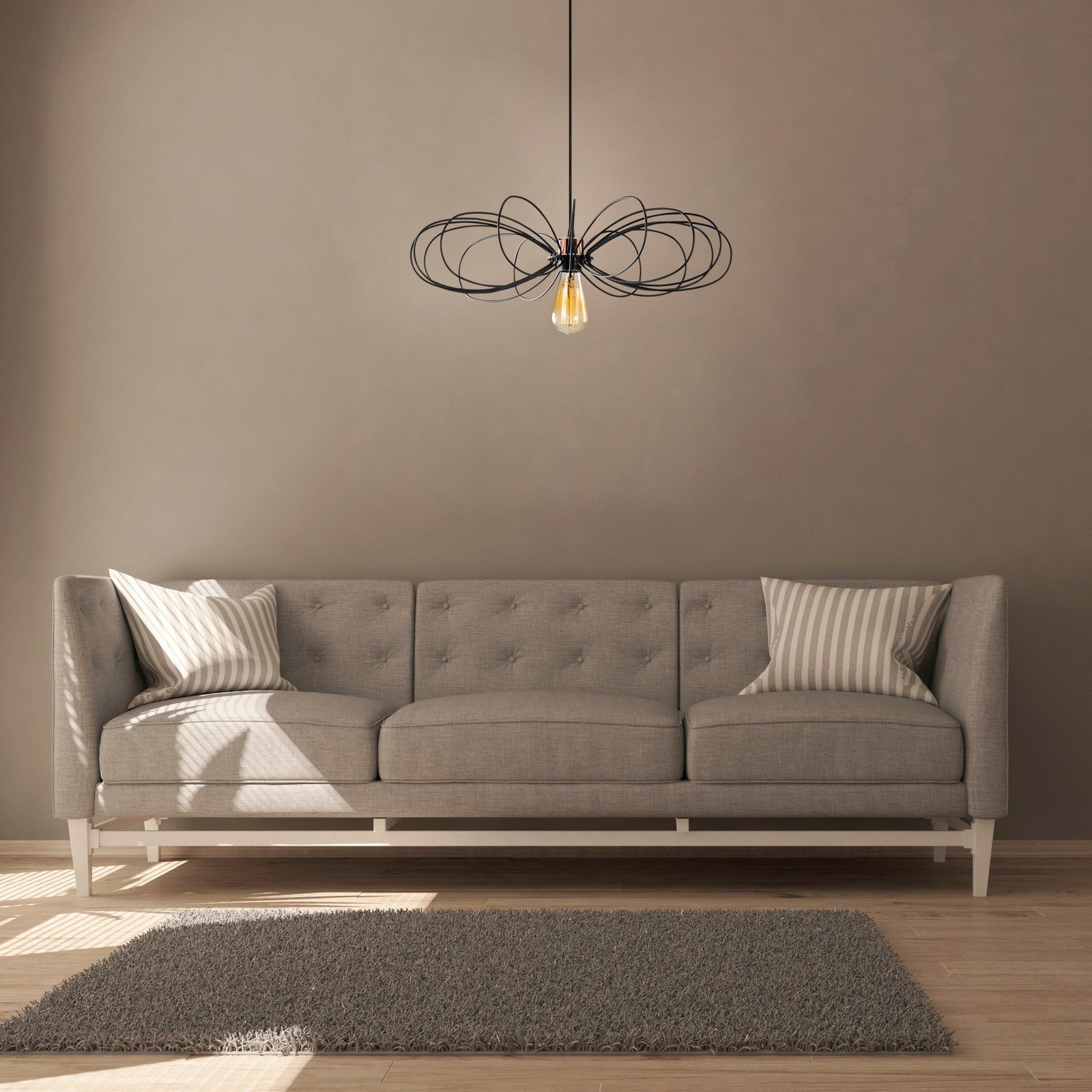 Opviq Lampă suspendată Hemdem 707-S design buclă negru - Camera de zi / sufragerie - modern - Metal