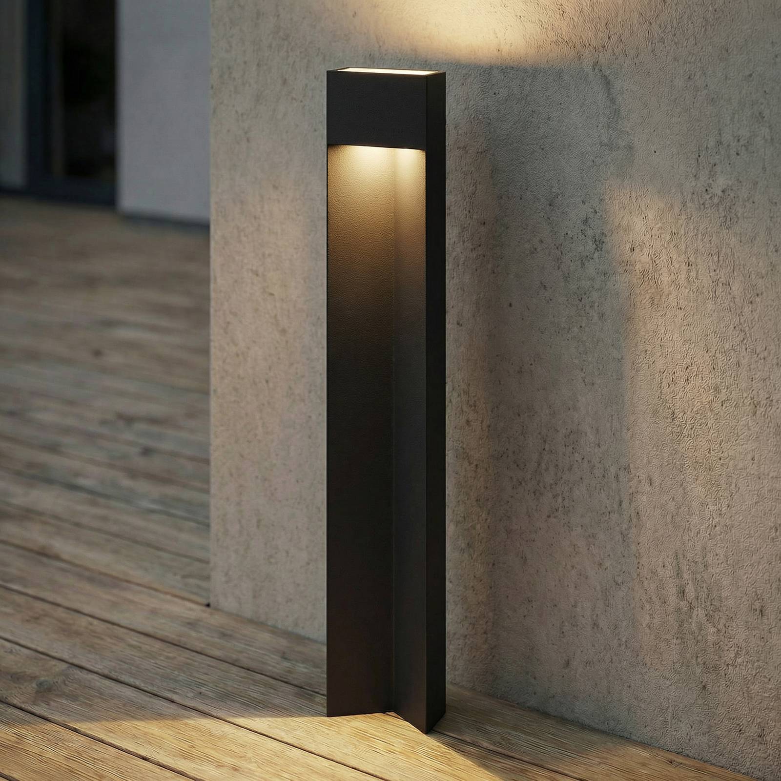 Bornes lumineuses LED Lucande Kaholo, noir mat, 90 cm, IP44