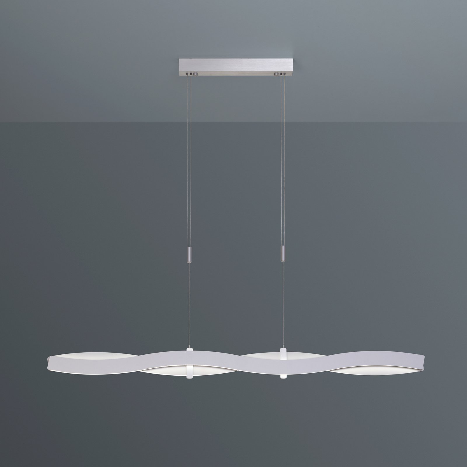 Lampada LED a sospensione Swing di Bopp, colore alluminio, lunghezza 120 cm