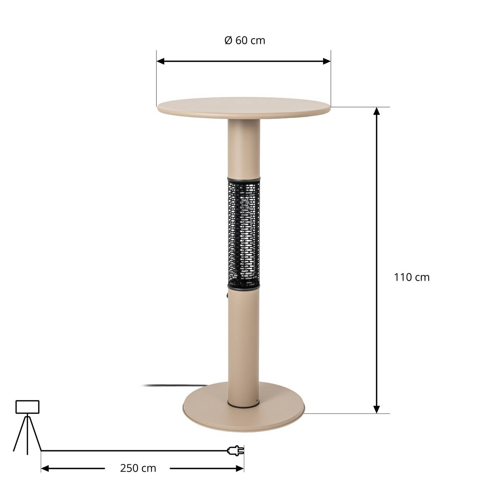 Lucande – grzejnik stołowy Flamara, beżowy, wysokość 110 cm, IP55