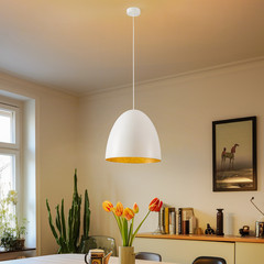 Rippvalgustid Egg M metallist, Ø 38 cm, valge