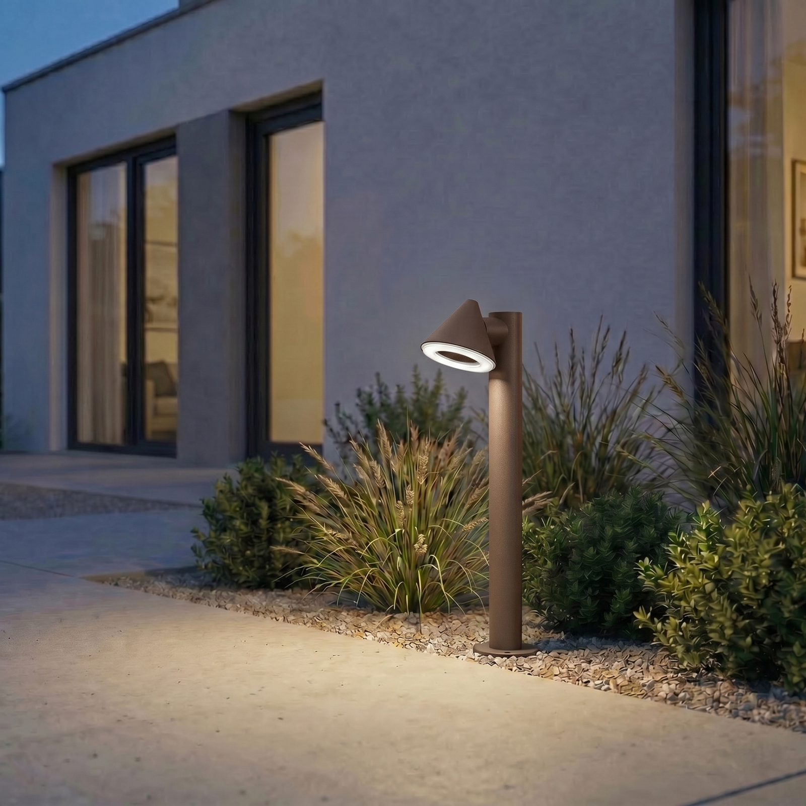 Lindby LED-ulična svetilka Soran, rjava, 60 cm, kovina, IP44