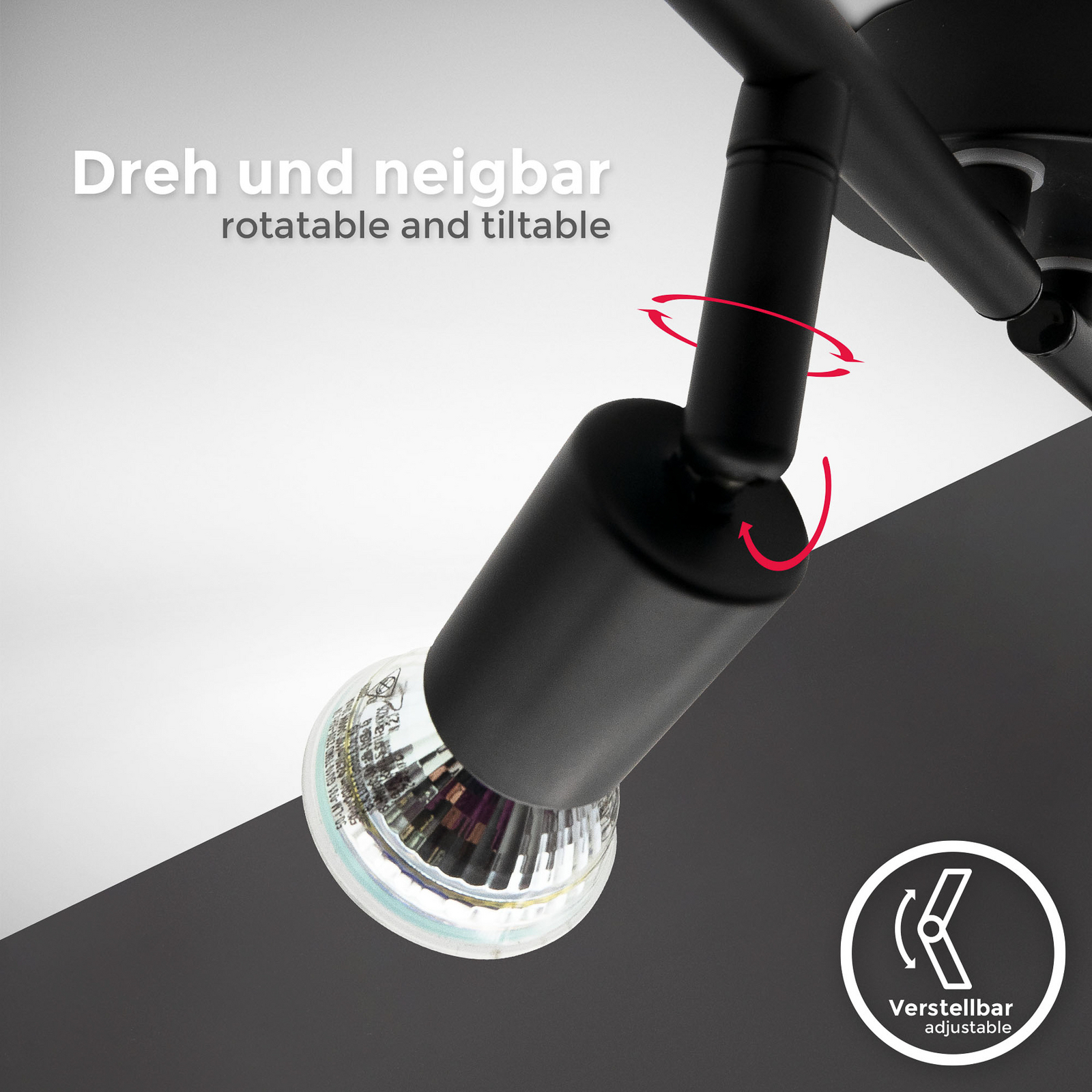 Plafondlamp Jade, zwart, 4-lamps, GU10 LED, 3.000 K