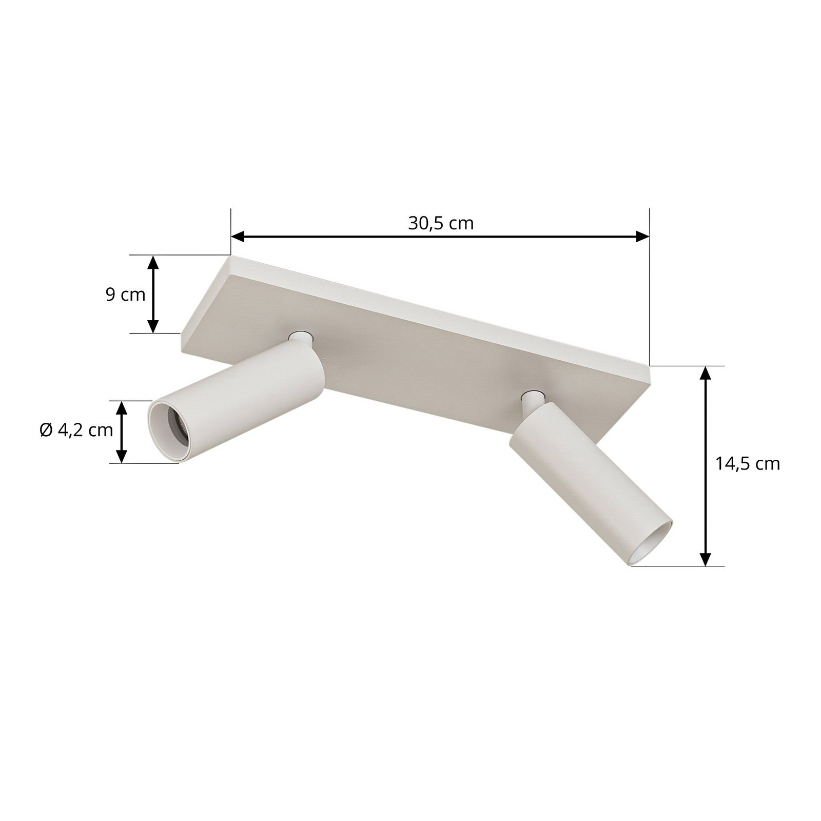 Brinja Slim stropné bodové svetlo, GU10 MR11, 30 cm, 2-plameňové, biely -