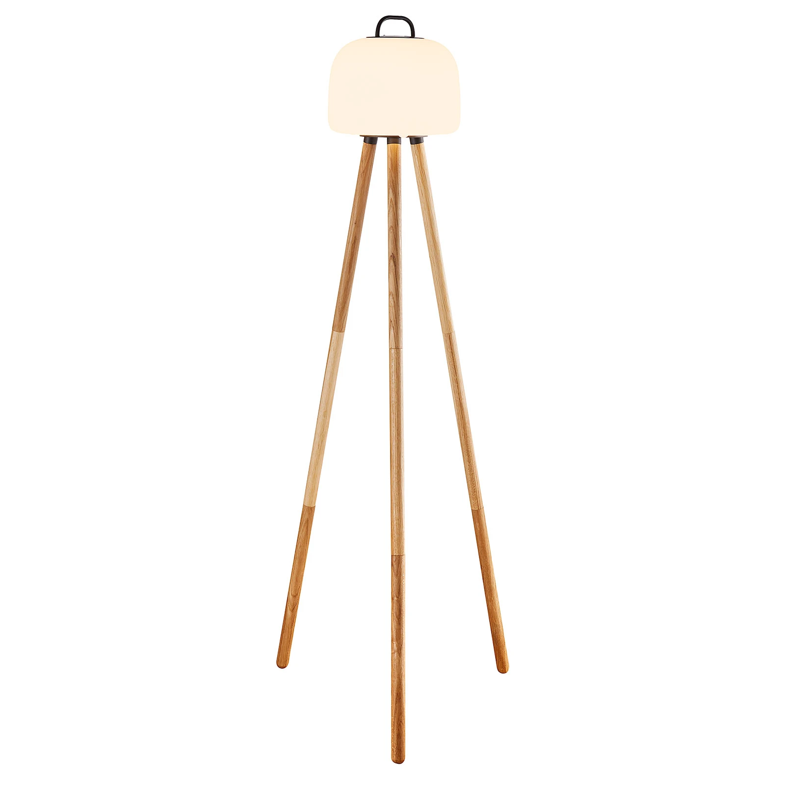Φωτιστικό δαπέδου LED Kettle Tripod ξύλο, σκιά 22cm
