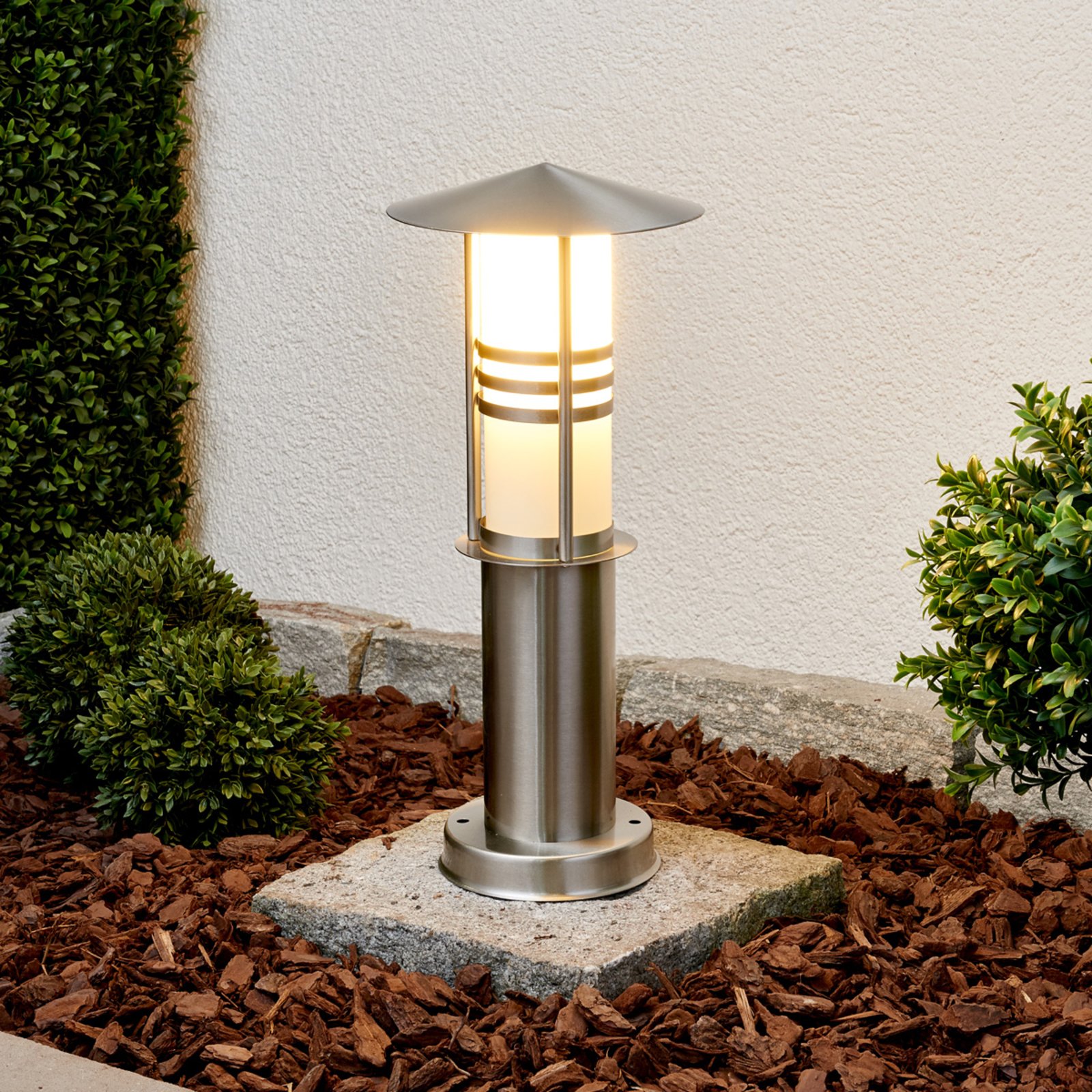 Erina stainless steel pillar light, 40 cm