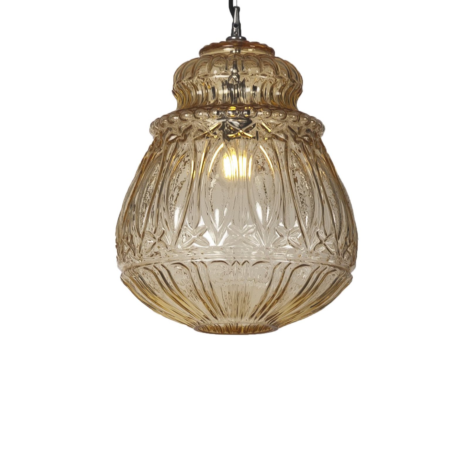 Karman hanglamp Ginger, geel, hoogte 37 cm, glas, E27