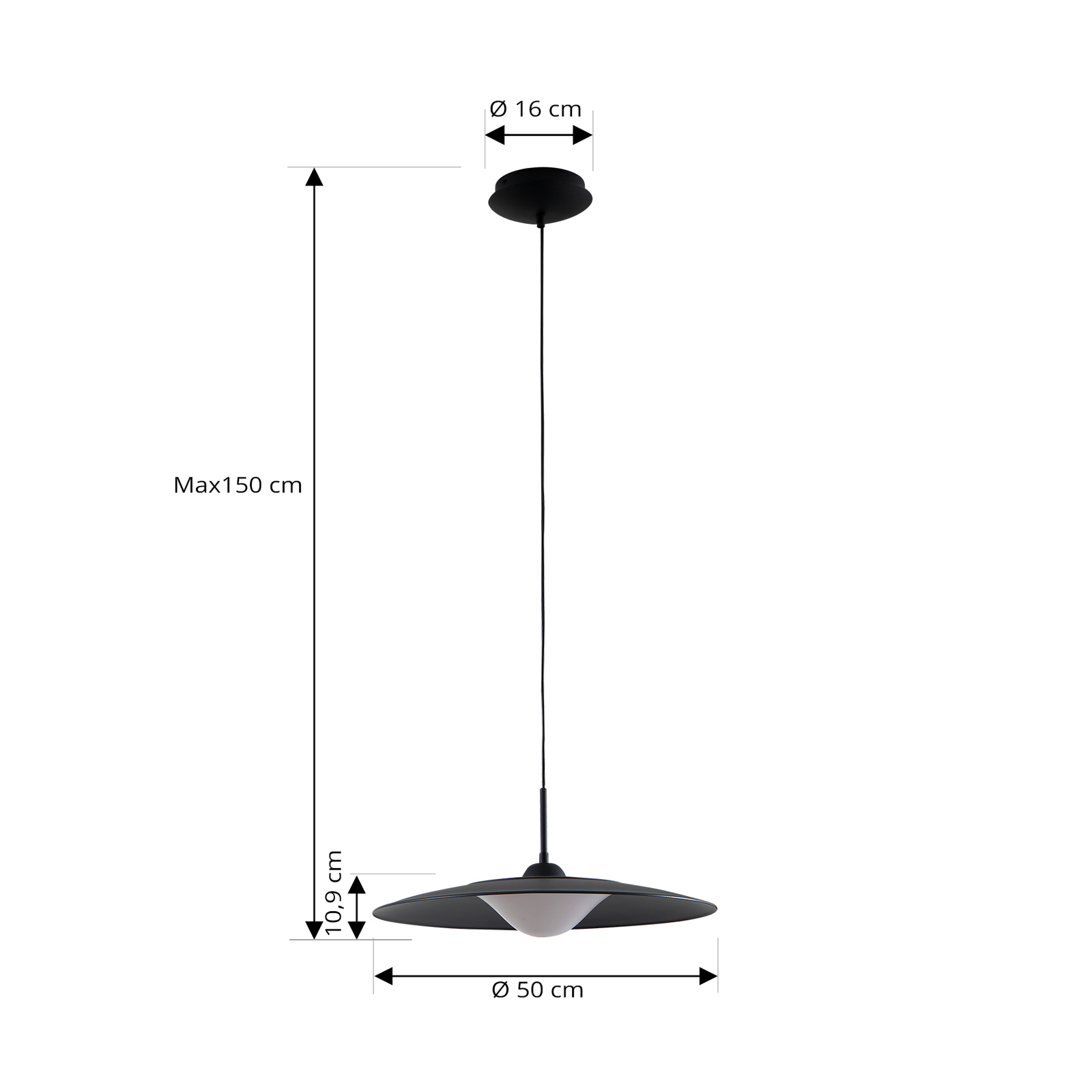 Lucande Foco LED hanglamp, 1-lamp, zandzwart
