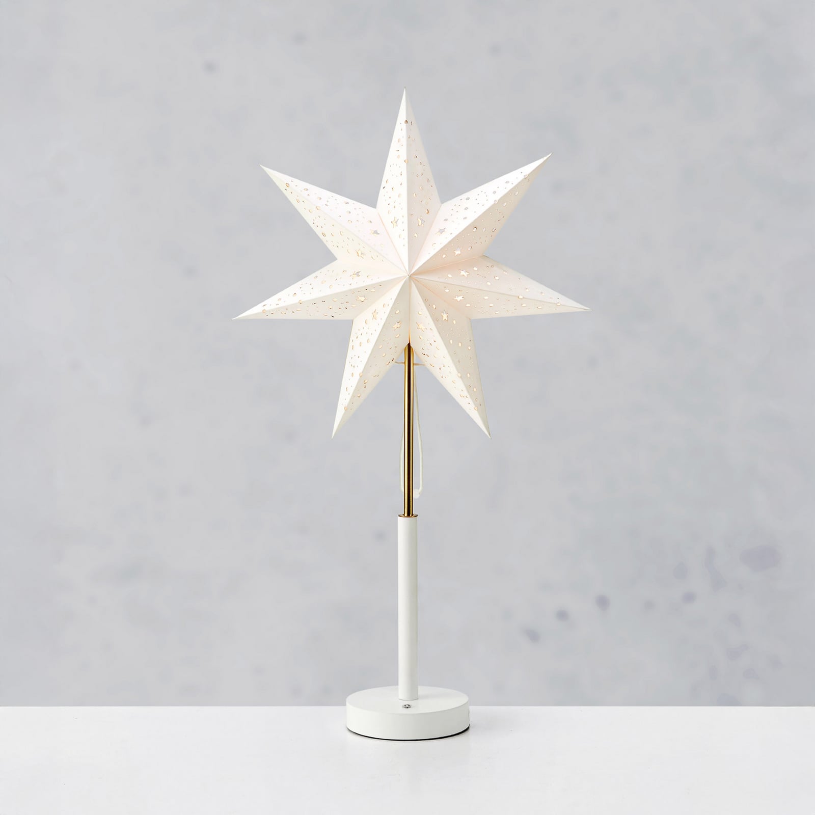 LED-Akku-Papierstern Noella, messing/weiß, Höhe 62 cm