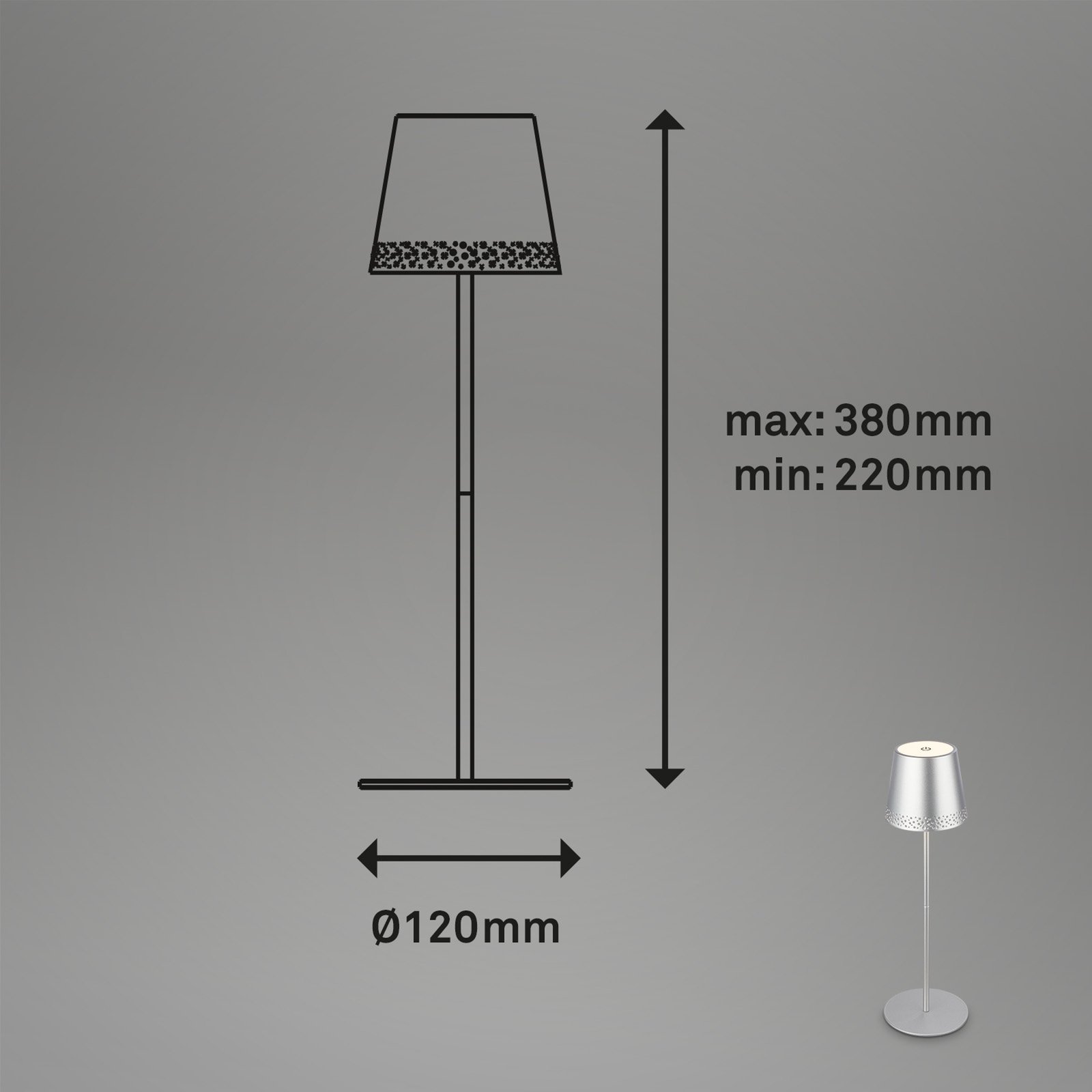 Lampe LED Kiki batterie 3 000 K, chromé mat