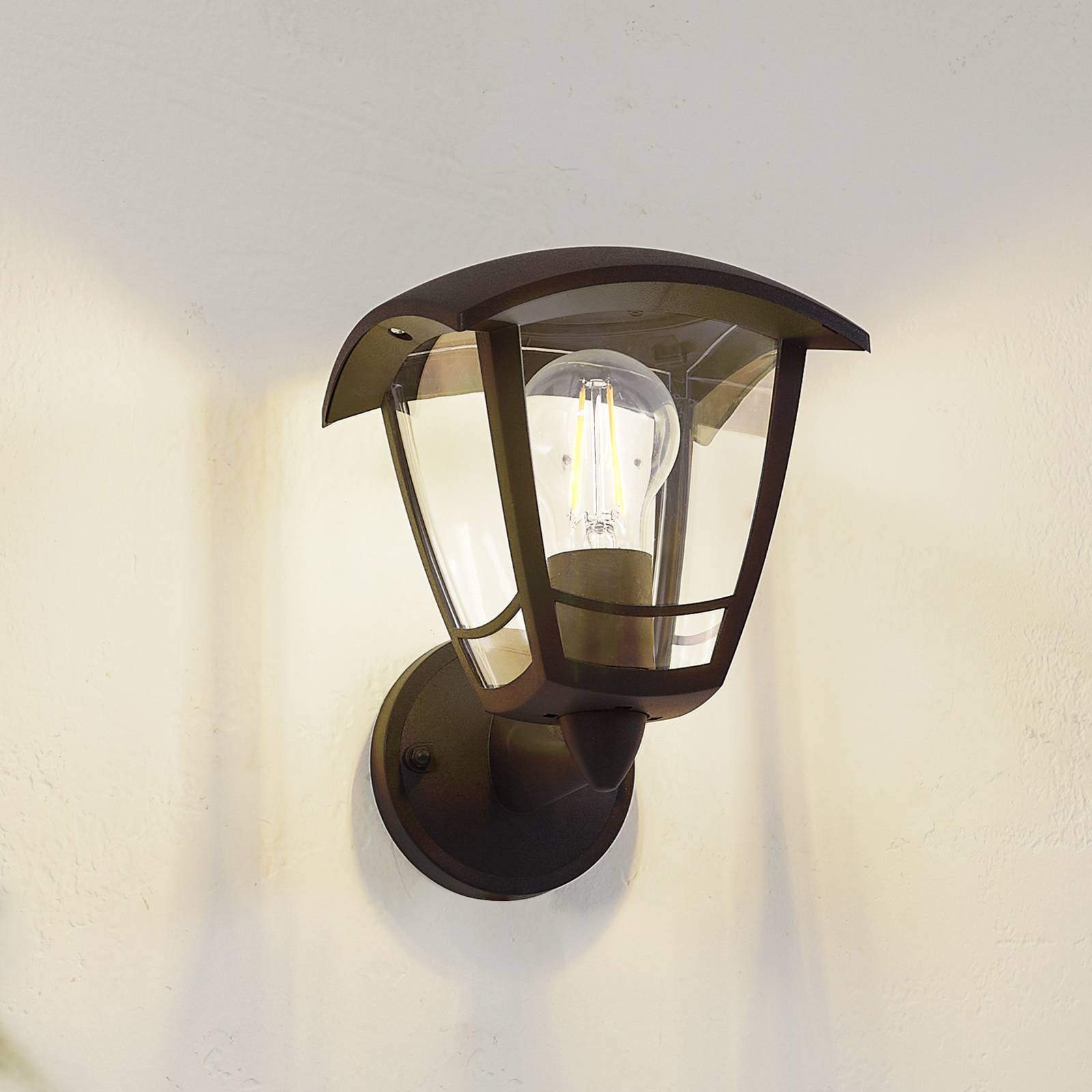 Lindby Außenwandlampe Isidoro, schwarz, Laterne, Kunststoff günstig online kaufen