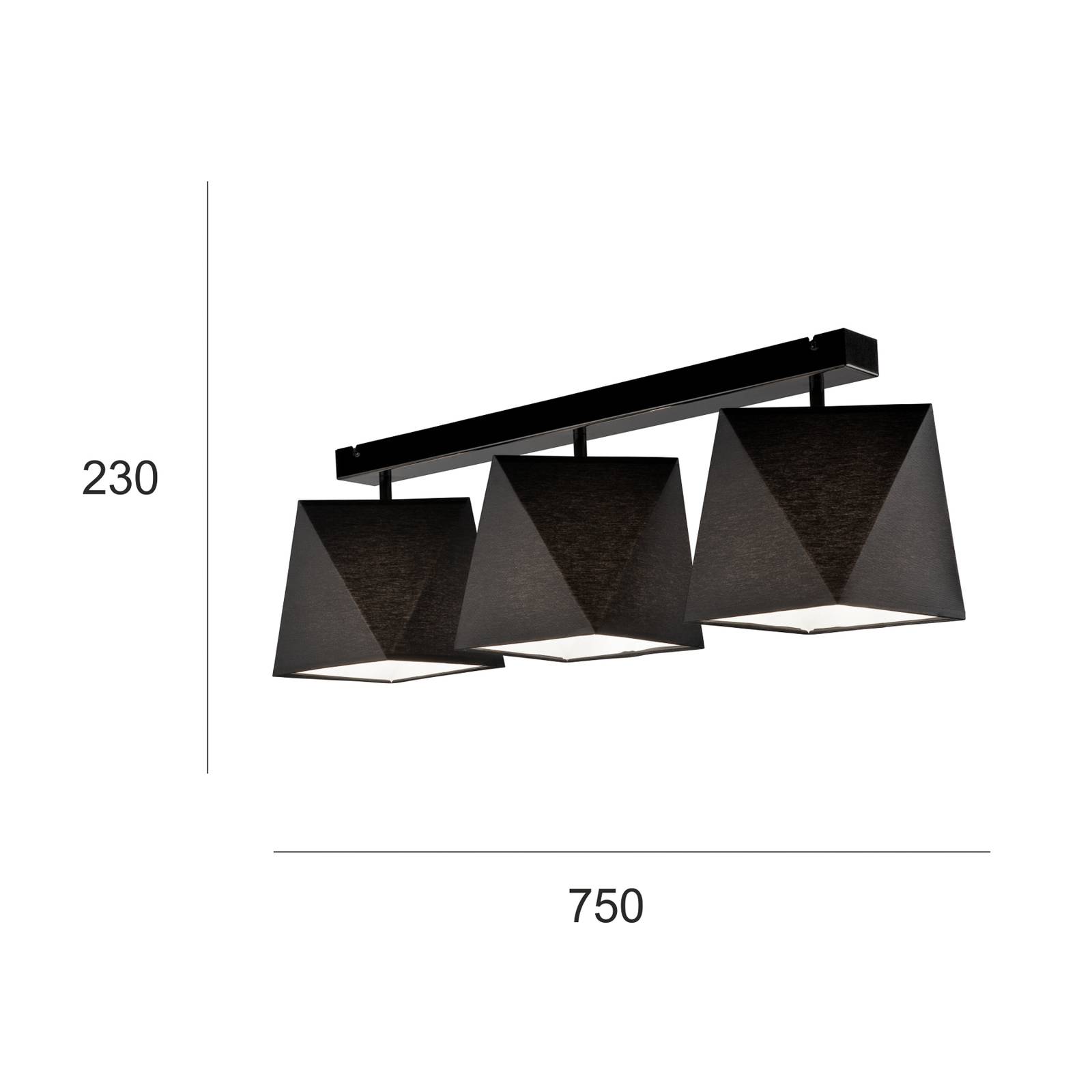 Lampa sufitowa Thea, 3-punktowa, czarna