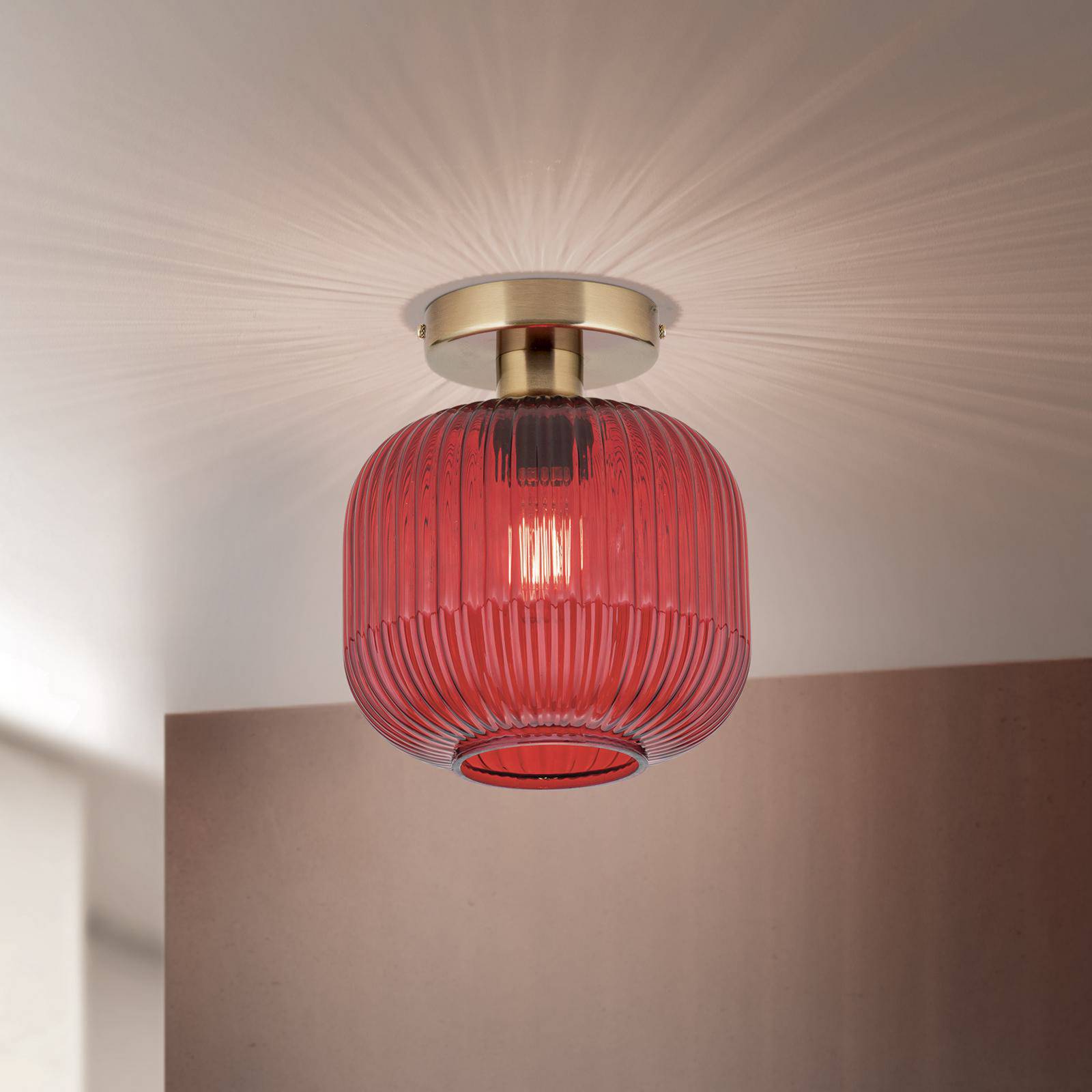 Deckenleuchte Carneval, rot, Ø 20 cm, Glas, E27 günstig online kaufen