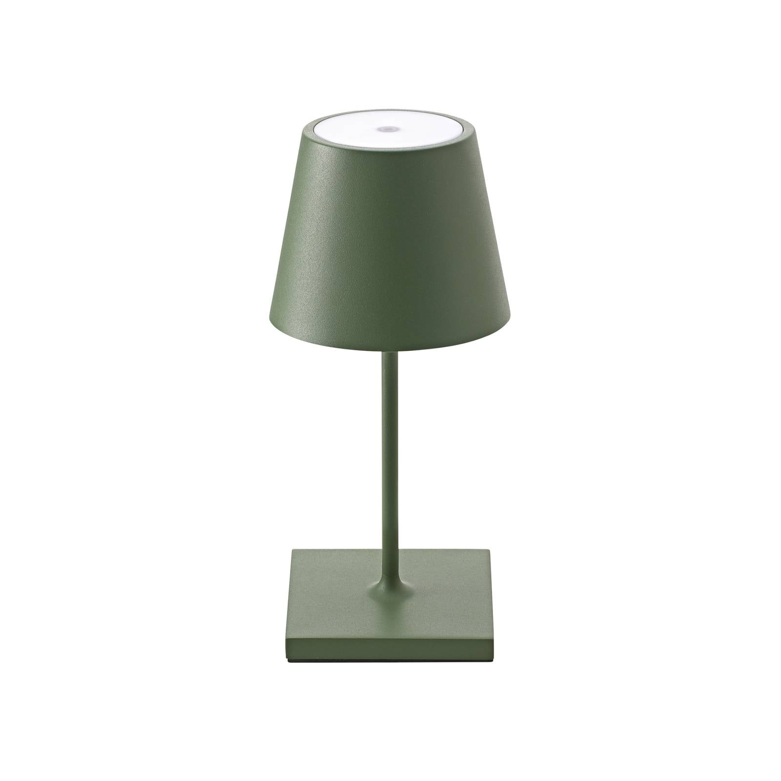 LED-Akkutischlampe Nuindie mini, USB-C, tannengrün, dimmbar