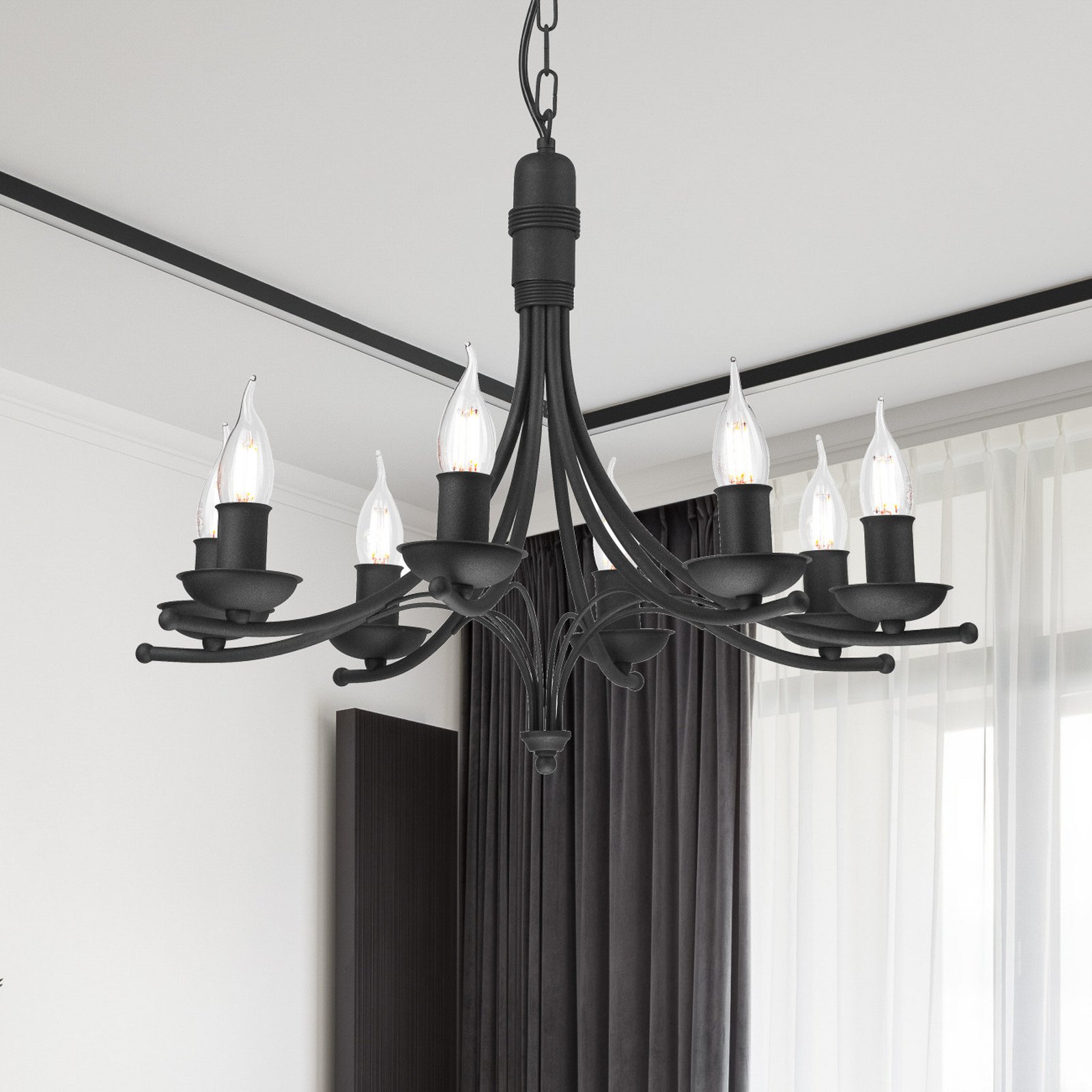 Lamkur Candelabru Kandela 8 becuri negru - Hol - Modern - Metal