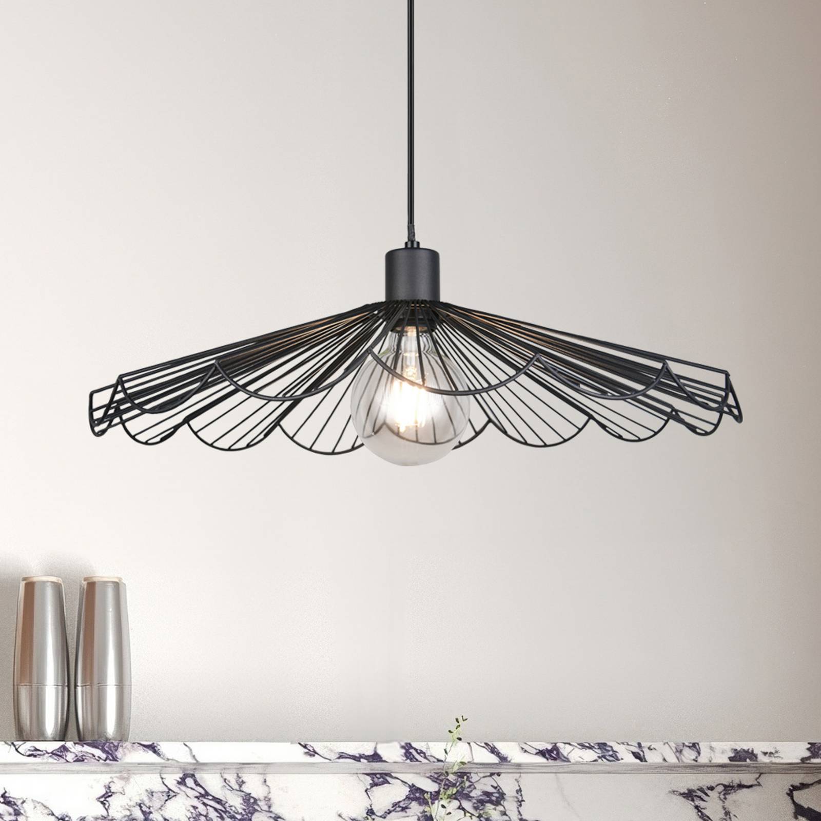 Pendelleuchte Margarita, Ø 50 cm, schwarz, E27, Metall günstig online kaufen