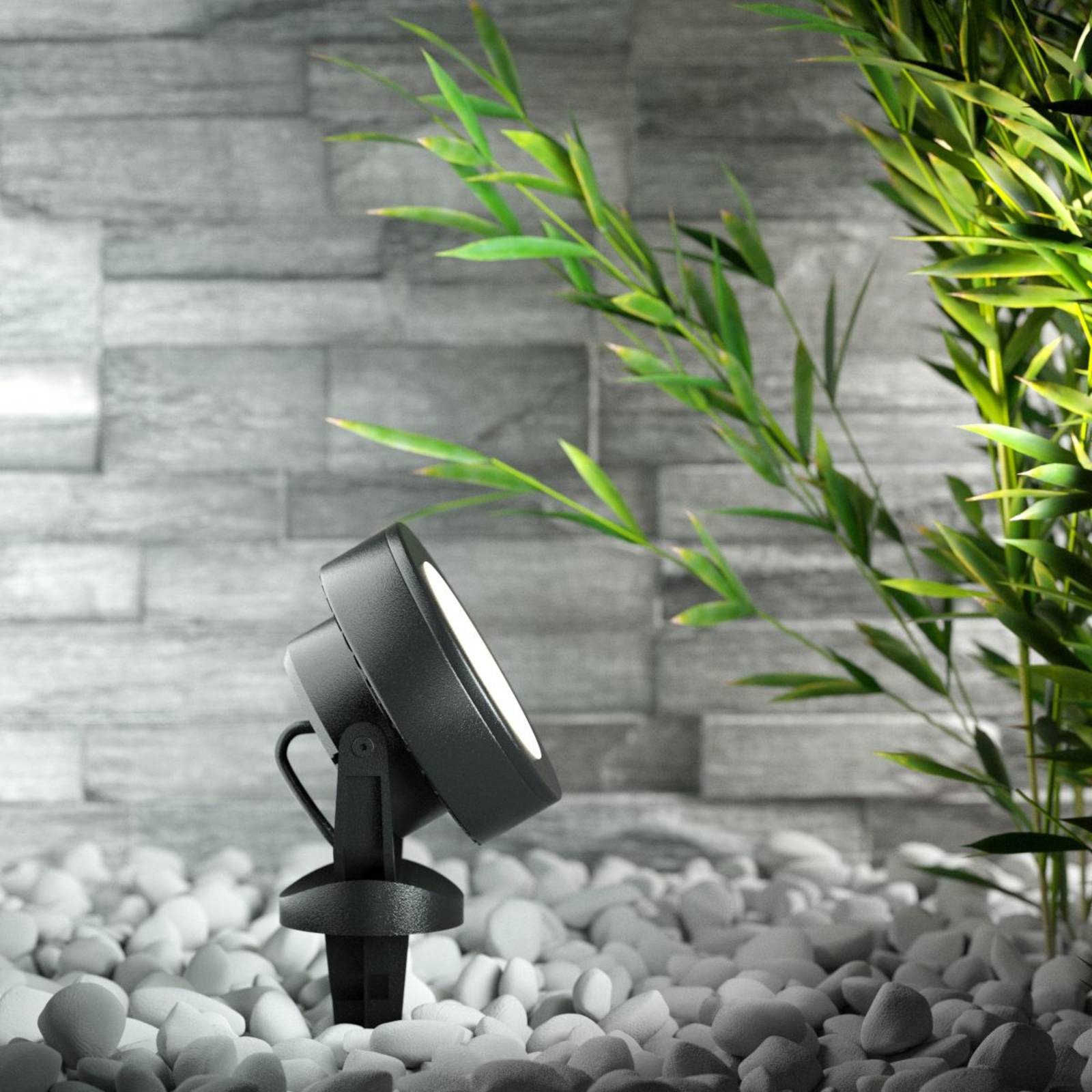 Fumagalli Tommy spike spotlight round black 1-bulb 10 W CCT, cast resin, polycarbonate, GX53, 10 W, W: 10 cm, H: 16.5 cm