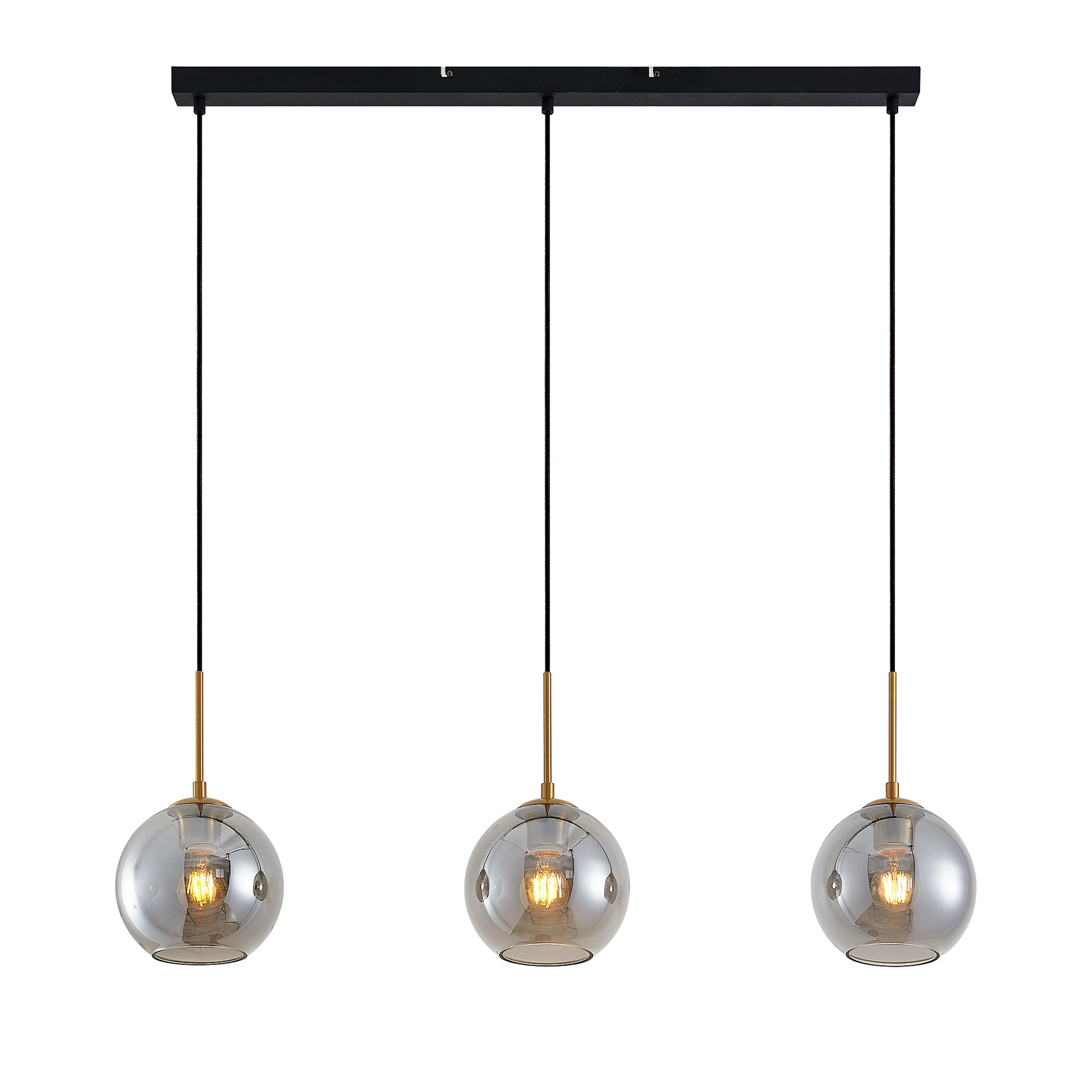 Hiwana 3 Suspension Smoke/Brass - Lindby