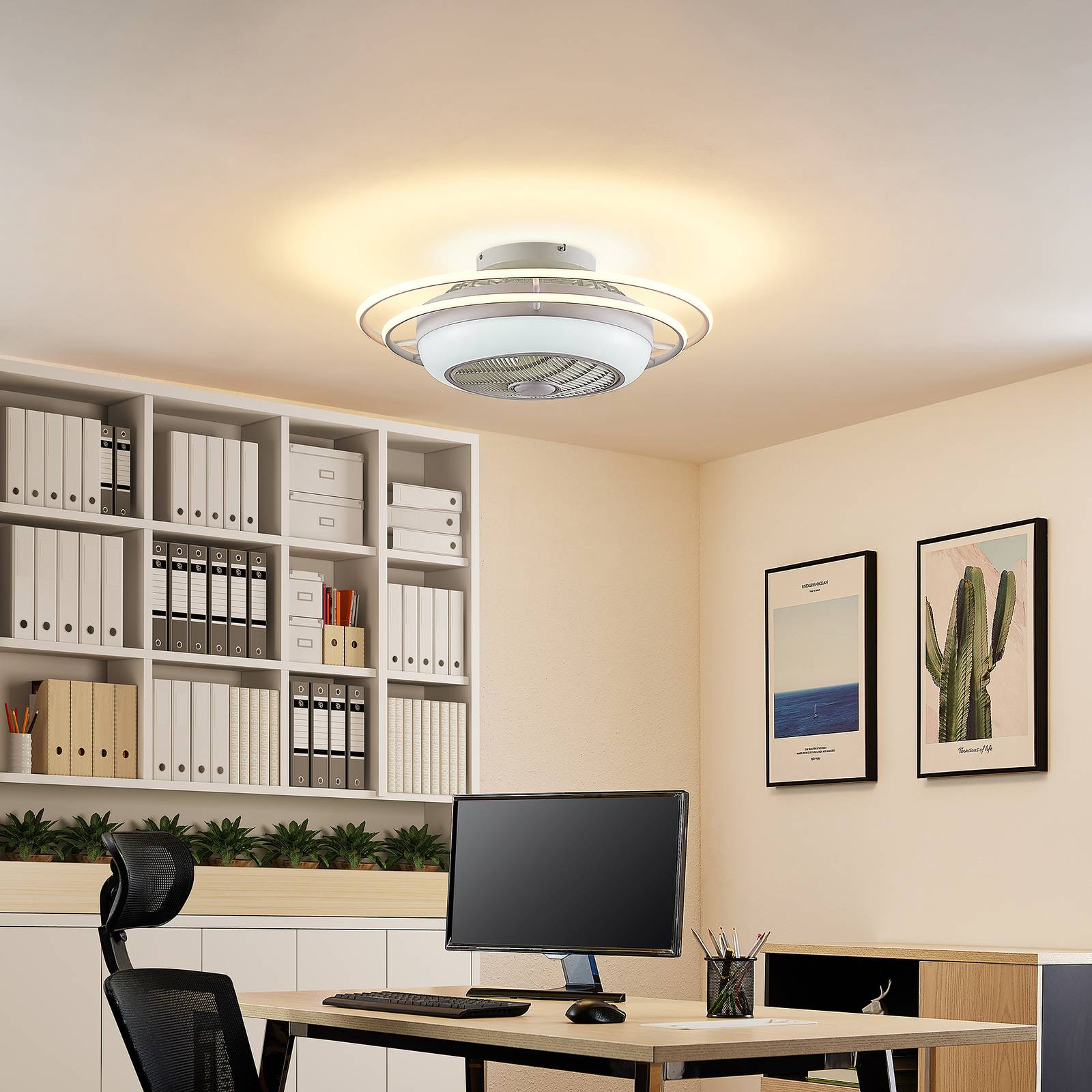 Lindby Ilvie ventilateur de plafond LED blanc