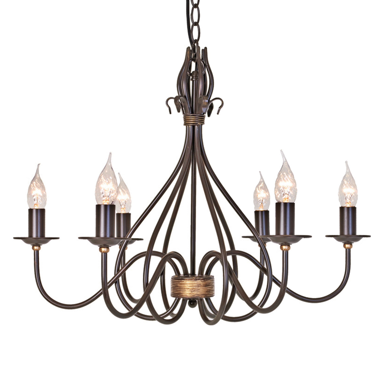 Windermere chandelier with six bulbs