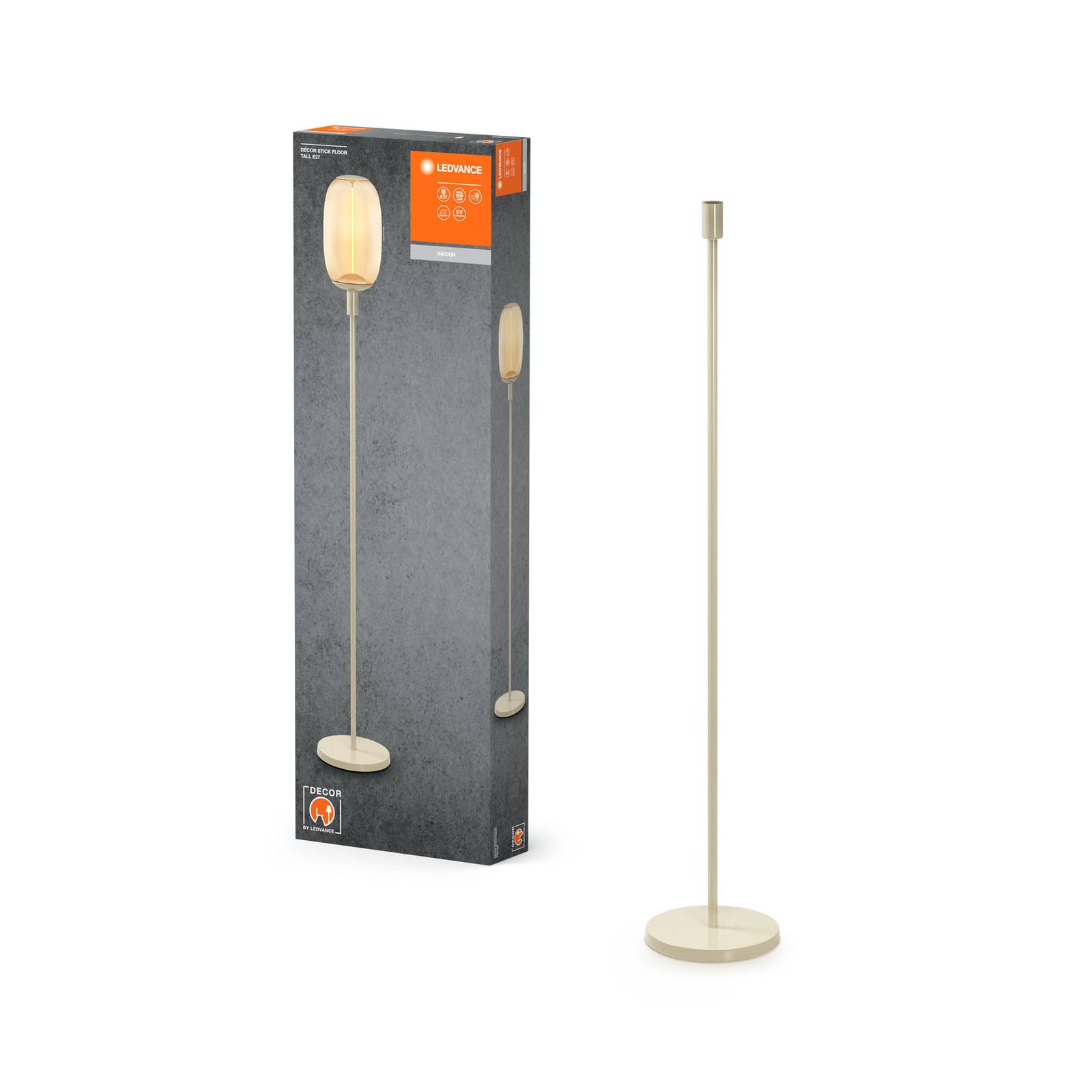 Lampa stojąca LEDVANCE Decor Stick E27, wysokość 146cm, beżowa