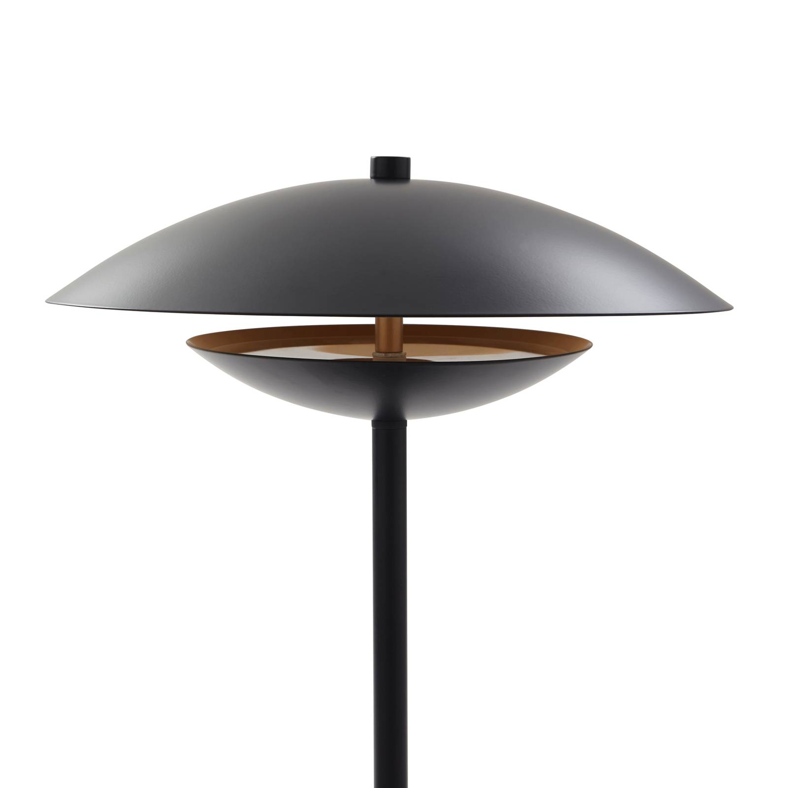 Lampa stołowa LED Lindby Tiama, metal, czarny/złoty, Ø 30 cm