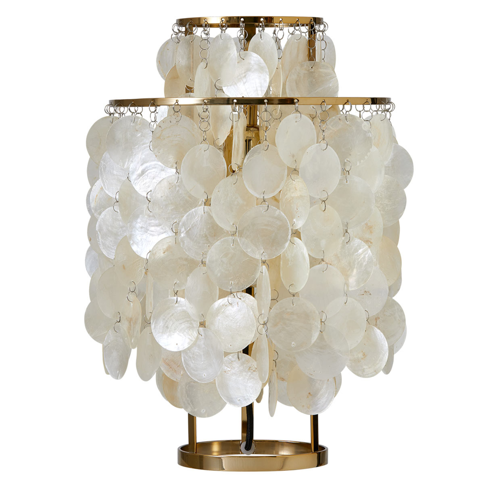 Verpan APS VERPAN Fun 2TM mother-of-pearl table lamp, brass, for Living / Dining Room, mother-of-pearl, metal, E27, 60 W, energy efficiency: A++, H: 43 cm