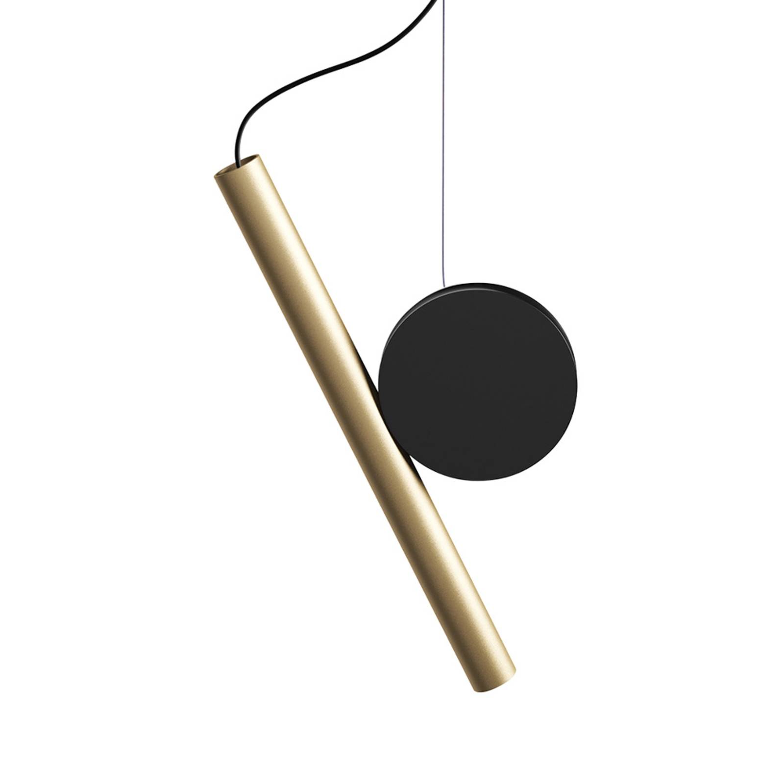 Luceplan Doi smooth phase dim 2,700 K brass/black, for Living / Dining Room, aluminium, iron, 9 W, H: 30 cm