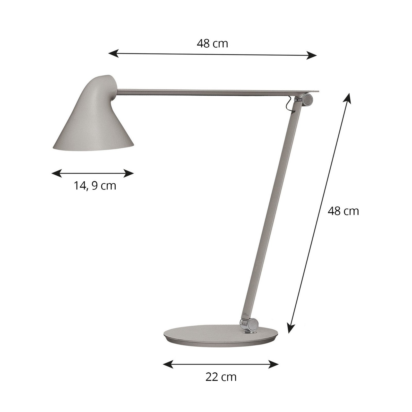 NJP Bordlampe m/Fod 2700K Lys Grå - Louis Poulsen