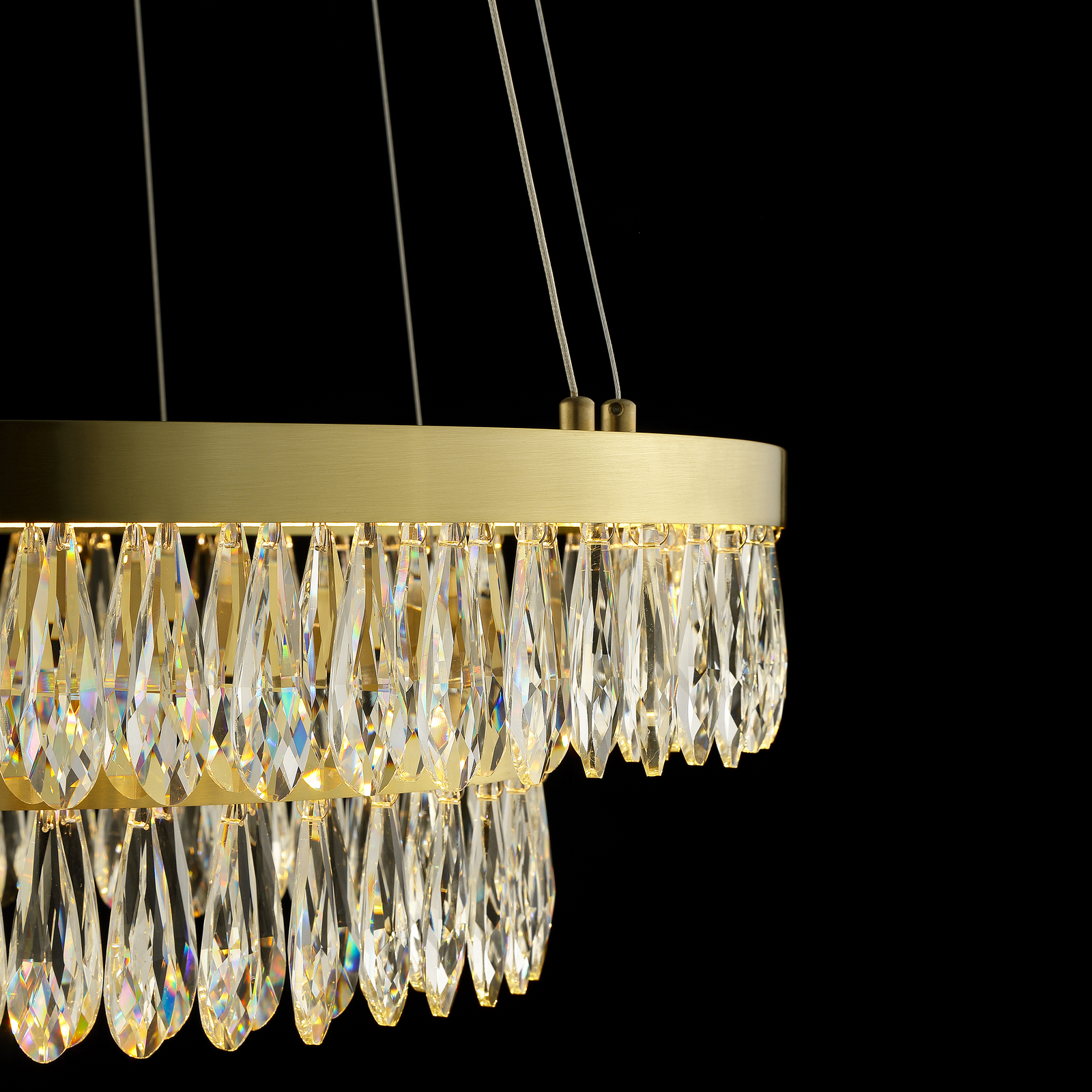 LED висяща лампа Celestia, Ø 60 cm, месингов цвят, кристал