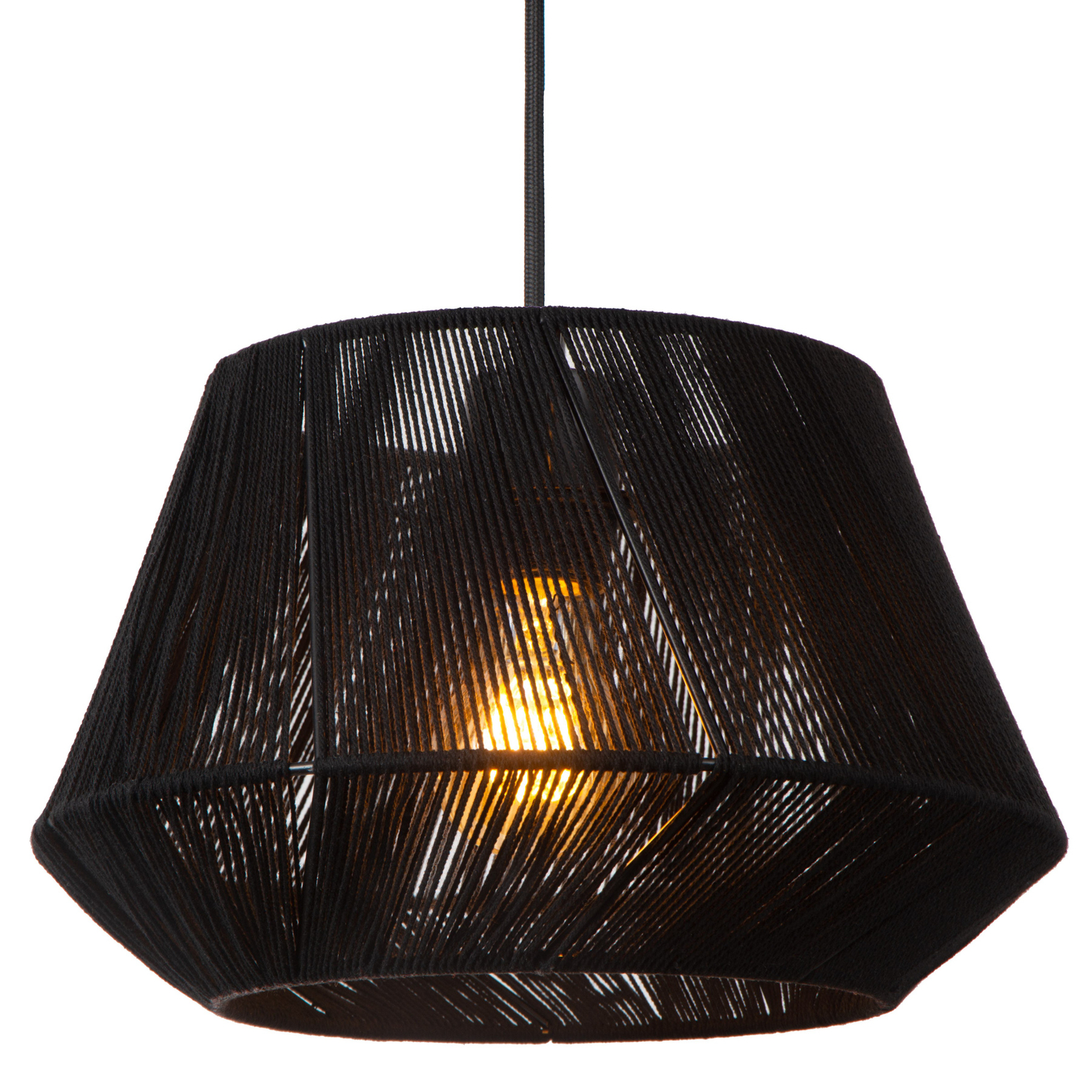 Jessica pendant light, 3-bulb, black, Ø 30 cm, cotton