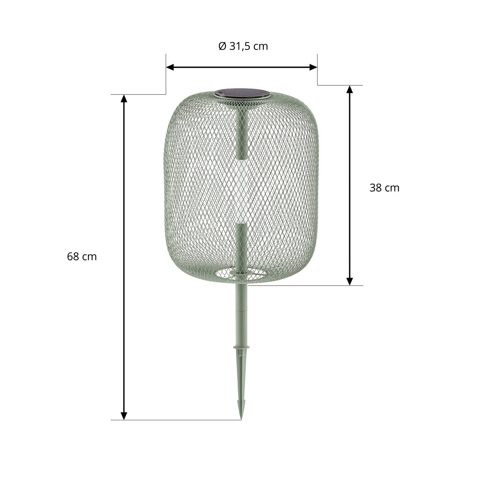 Lucande LED-solcellelampe med jordspyd, Faylen, salviegrønn, IP65