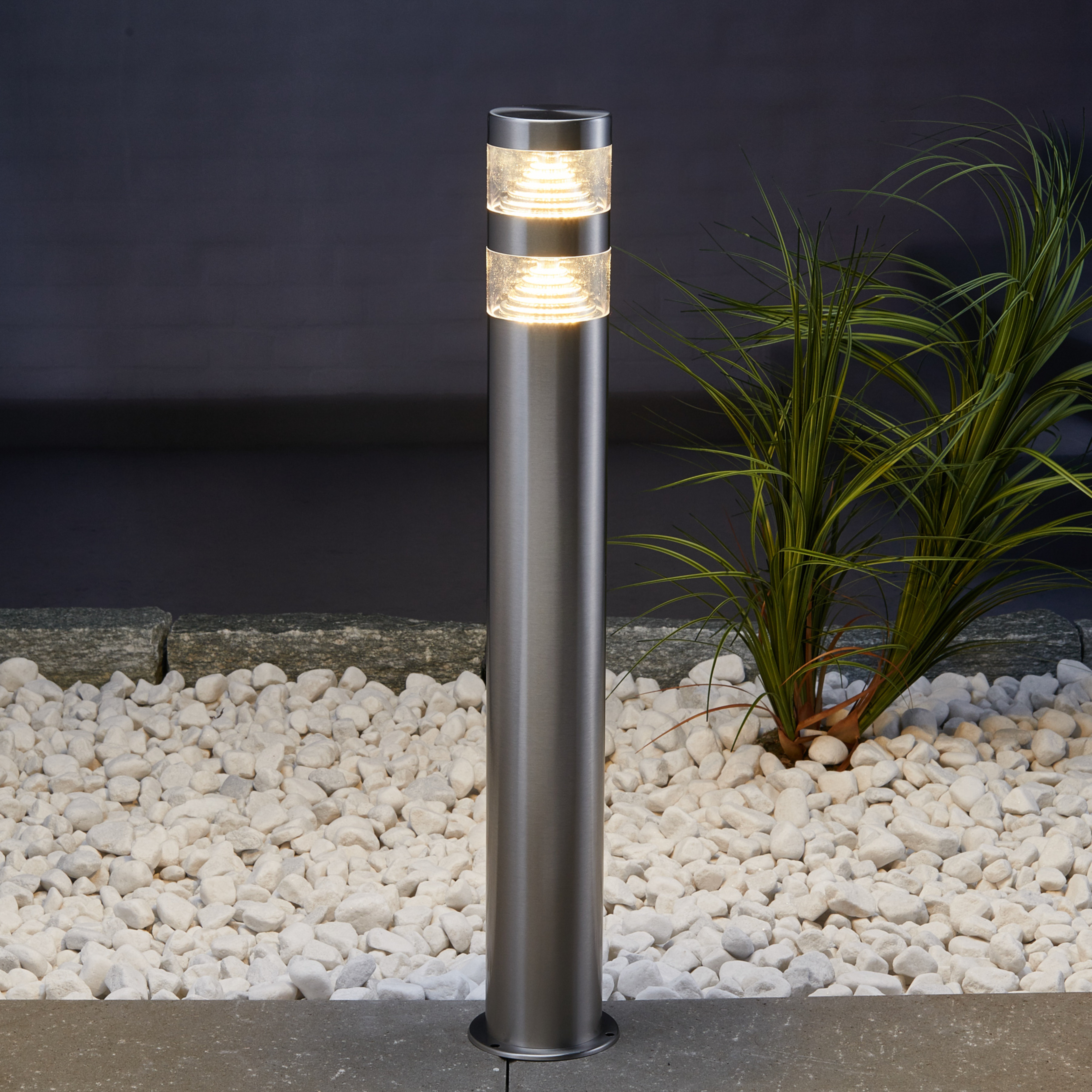 Lindby LED-gatelampe Lanea, 60 cm, grå, stål, IP44