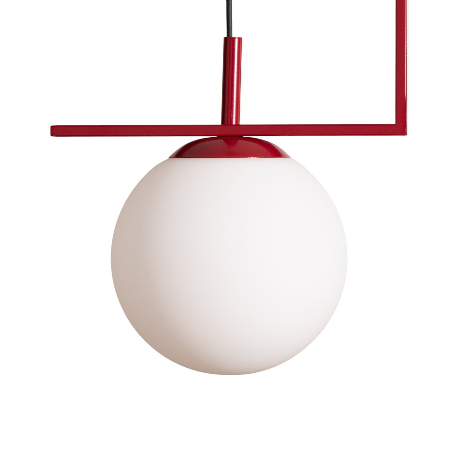 Hängeleuchte Zac, opal/weinrot, 2-flammig
