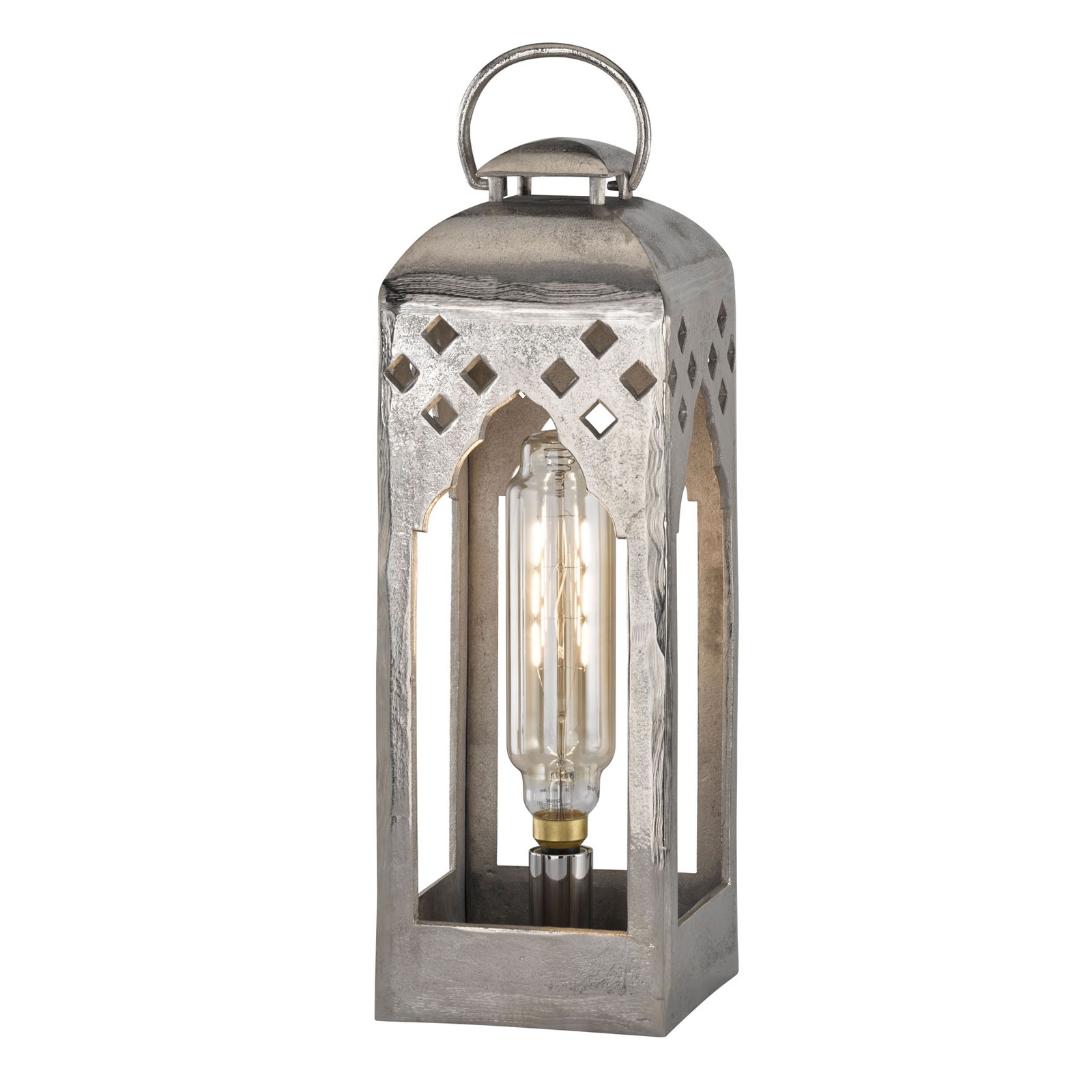 Fischer & Honsel Melis lantern table lamp, height 61 cm, for Living / Dining Room, metal, E27, 40 W, energy efficiency: A++, L: 21 cm, W: 21 cm, H: 61 cm