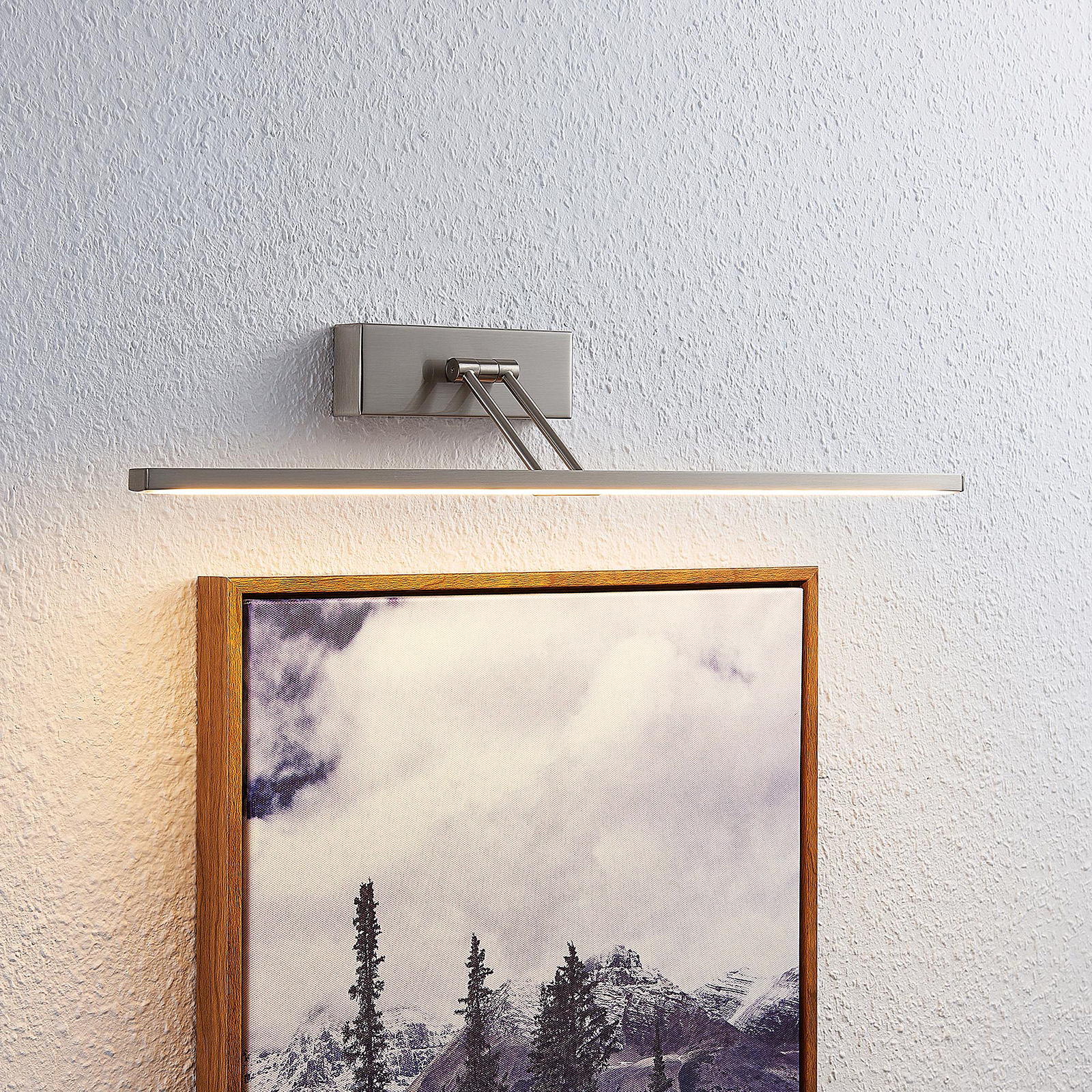 Lucande Thibaud LED-gallerilampe, nikkel, 51,4 cm